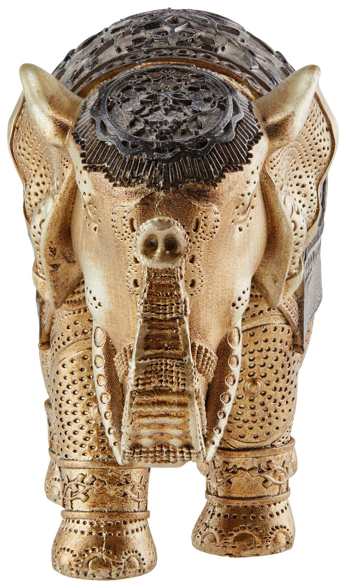 Dekofigur Elefant H: 11 Cm Kunststoff Für In- & Outdoor - Goldfarben/Braun, LIFESTYLE, Kunststoff (15,5/7/11cm) - Luca Bessoni