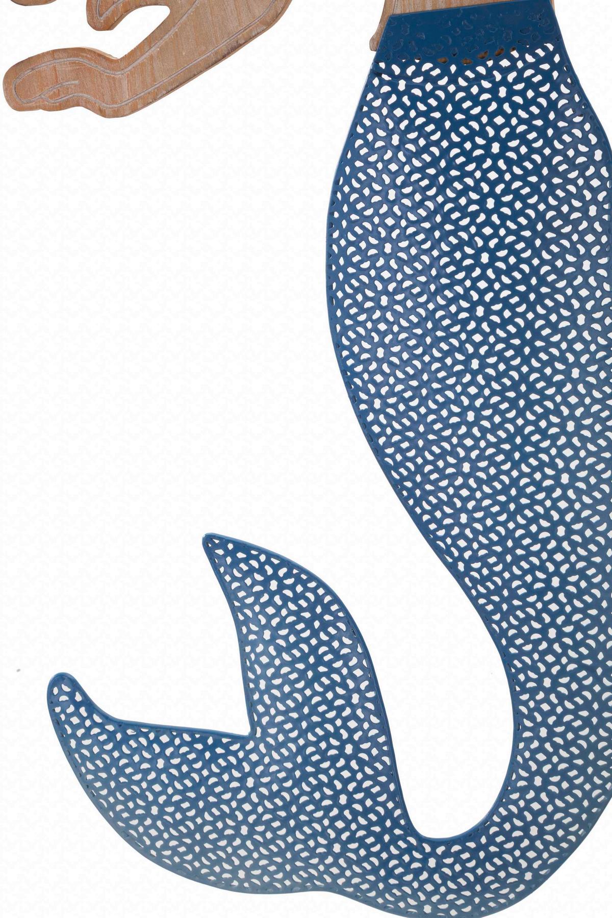 Wanddeko Sirena Blau, Naturfarben B: 30,5 Cm - Basics, Holzwerkstoff/Metall (30,5/60/2cm)
