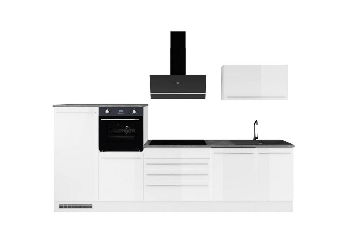 Küchenzeile Welcome Jazz ohne Geräte 200 cm Weiß Hochglanz - Weiß Hochglanz/Anthrazit, KONVENTIONELL, Holzwerkstoff (320cm) - P & B
