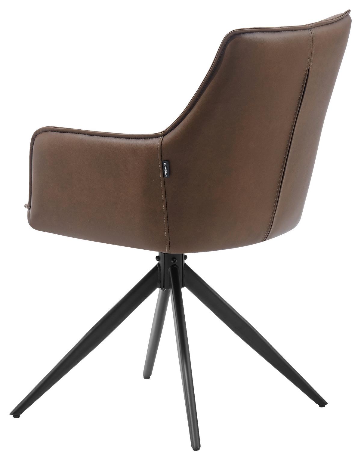 Armlehnstuhl Ion Braun/Schwarz - Schwarz/Braun, MODERN, Holz/Textil (58/87/61,5cm) - Livetastic