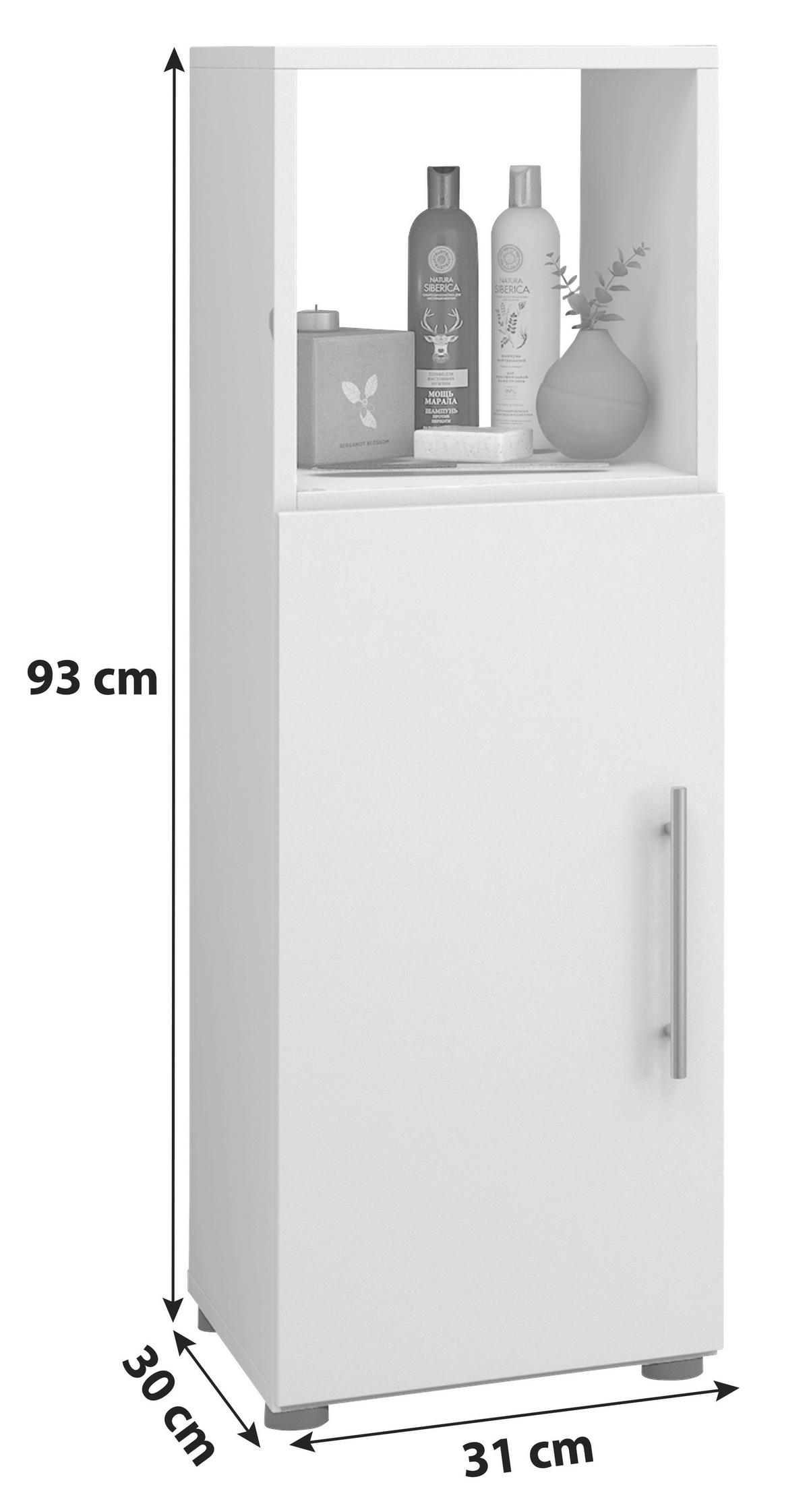 Midischrank Mit Drehtür Flandu 31cm Weiß/schwarz Dekor - Schwarz/Weiß, KONVENTIONELL, Holzwerkstoff (31/93/30cm) - MID.YOU