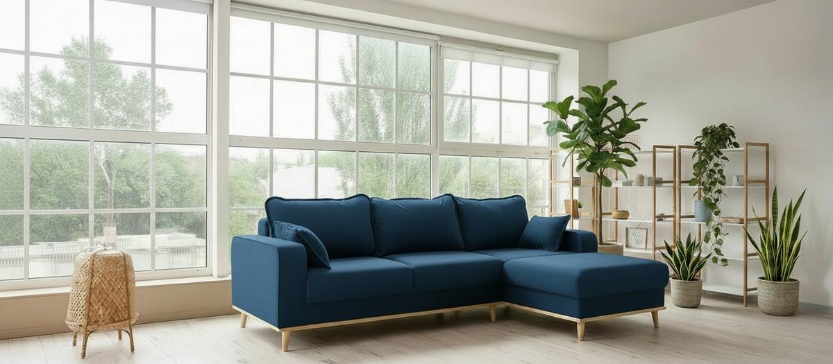 Ecksofa Beata Blau S: 230x150 cm - Wengefarben/Blau, Design, Textil (230/150cm) - Livetastic