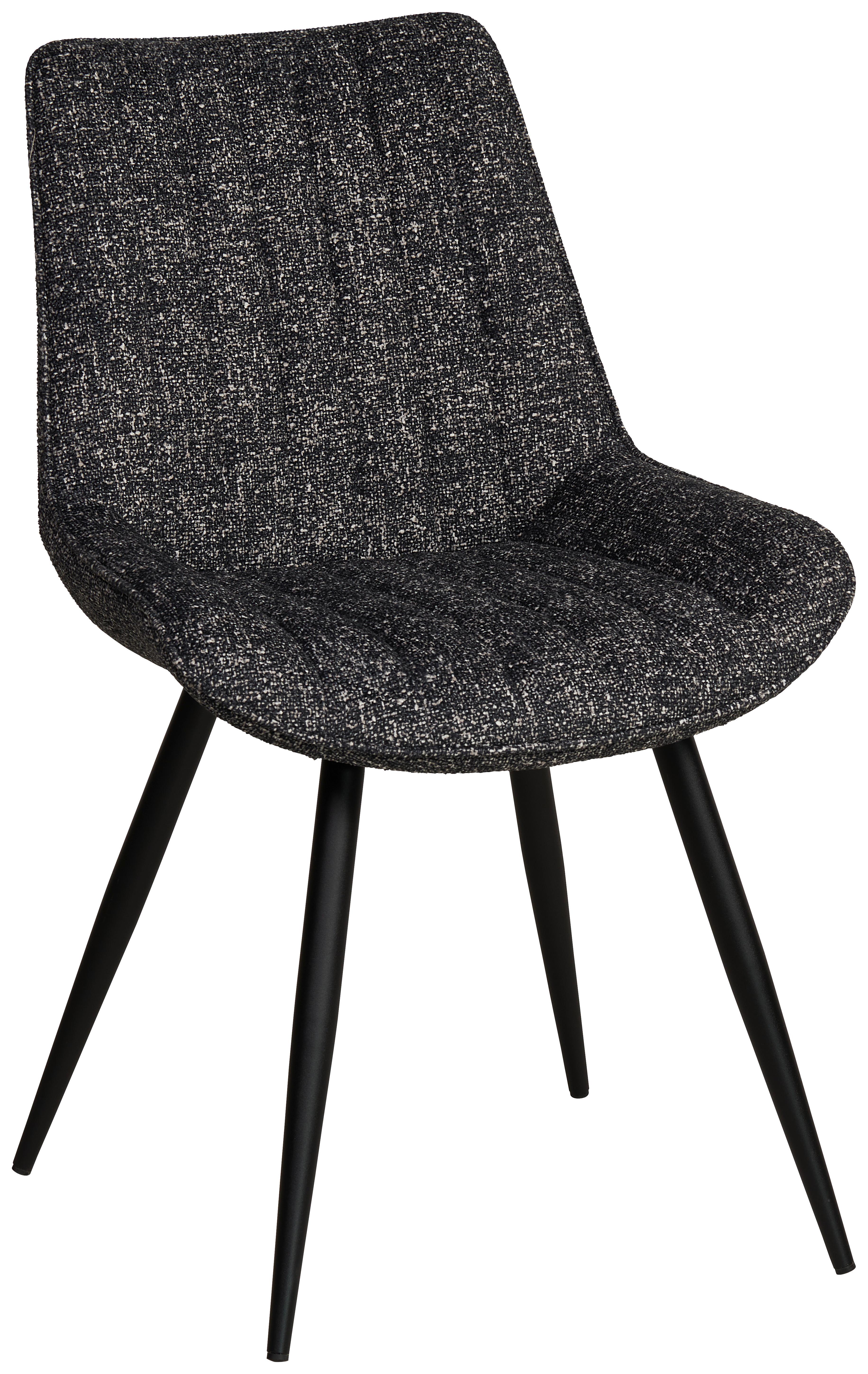 Vierfußstuhl Nikita Leinenoptik Anthrazit, B: 54cm - Anthrazit/Schwarz, KONVENTIONELL, Holz/Textil (54/88/61,5cm) - MID.YOU