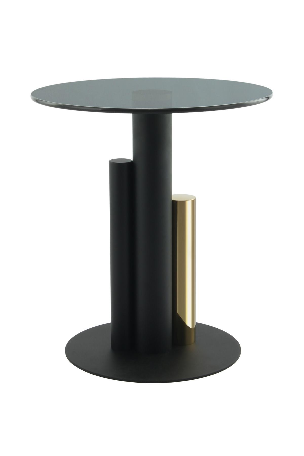 Beistelltisch mit Glasplatte Rund Ontario, Grau/Gold - Goldfarben/Grau, MODERN, Glas/Metall (46/46/52cm) - Kayoom