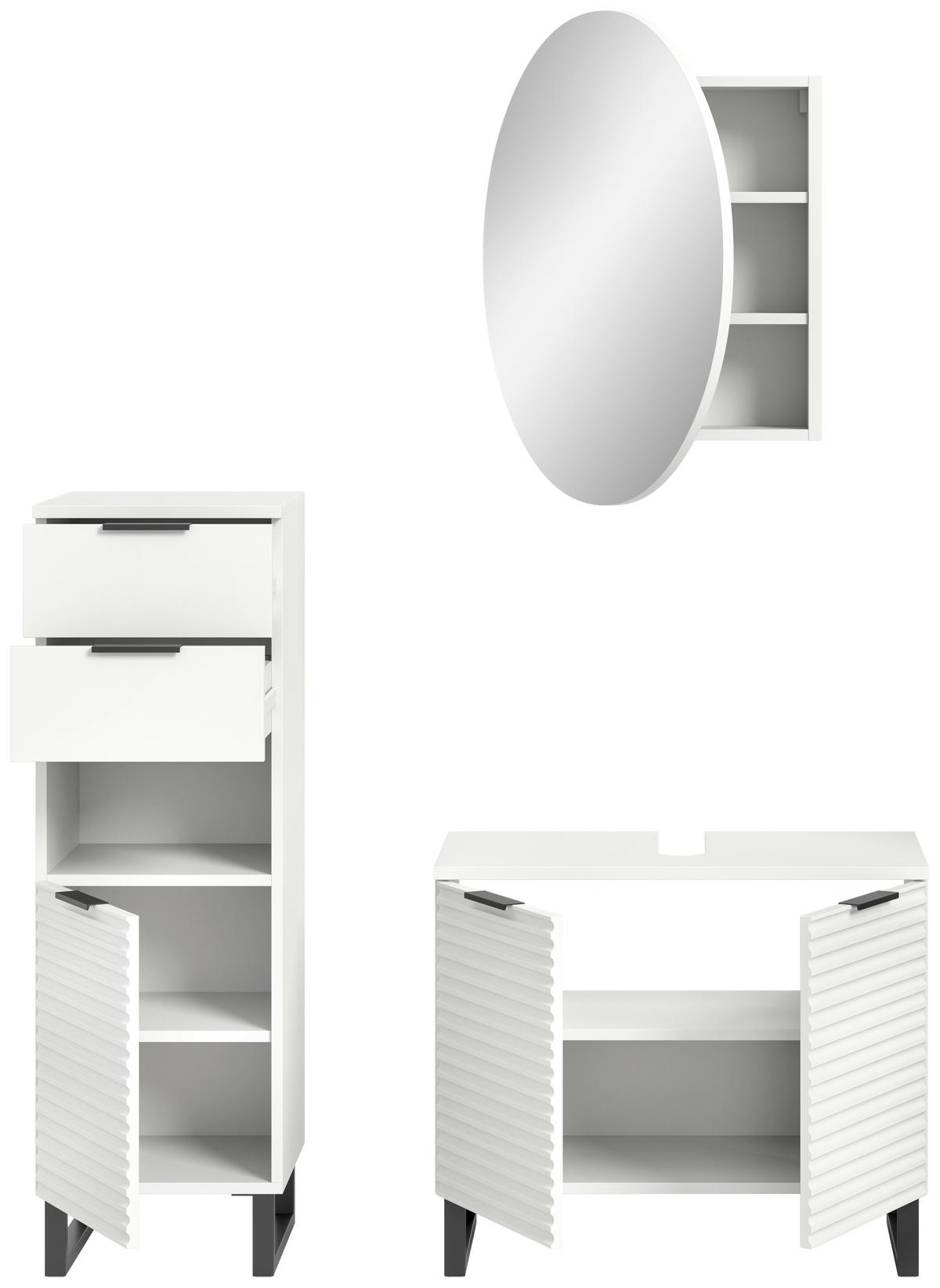 Badezimmer Riff Weiß B: 105 cm - Schwarz/Weiß, MODERN, Holzwerkstoff (105cm) - MID.YOU