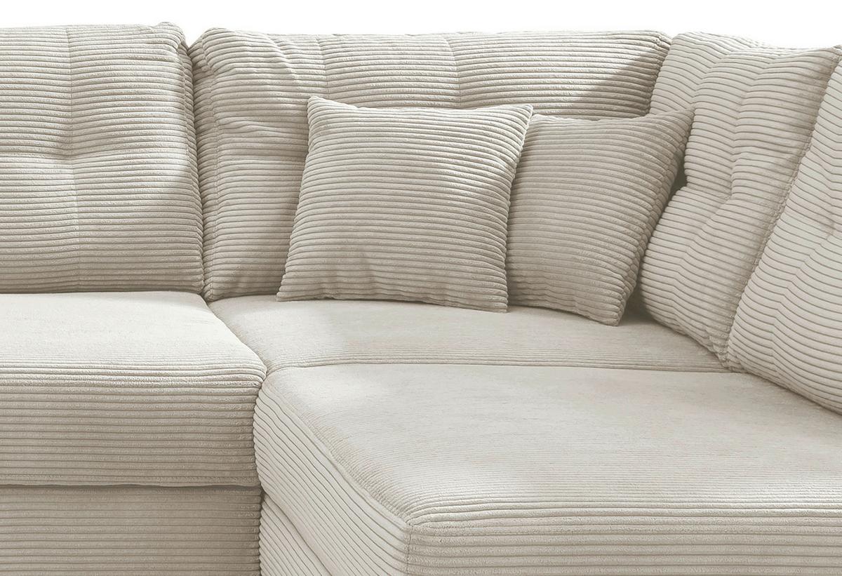 Wohnlandschaft Brizzini mit Schlaffunktion, Beige - Beige/Naturfarben, MODERN, Textil (176/338-352/206cm) - Livetastic