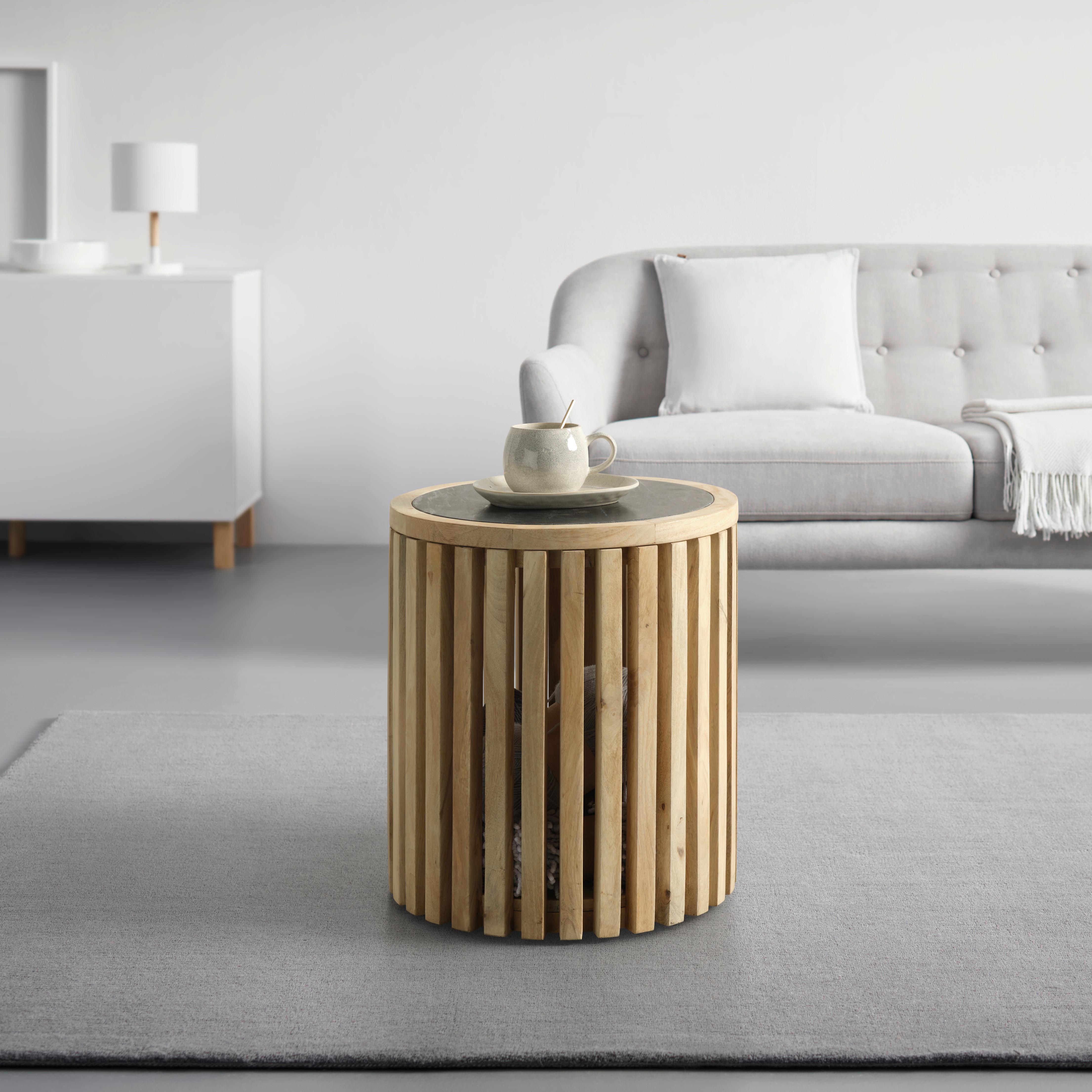 Konferenčný stolík SWAY - čierna/prírodná farba, Modern, kov/drevo (45/50/45cm) - Premium Living
