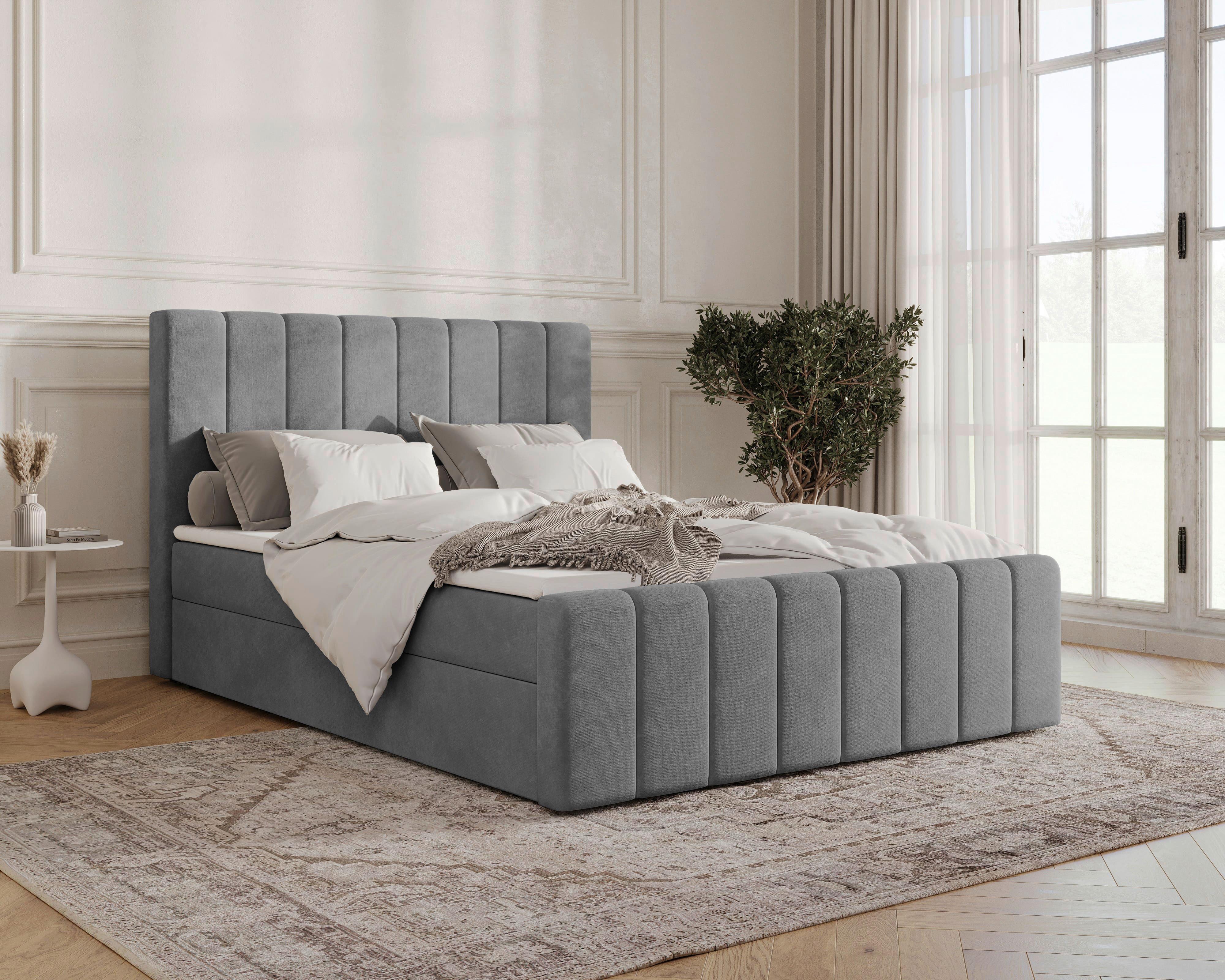BOXBETT Lila Graphitfaren 160x200cm - Graphitfarben/Schwarz, MODERN, Holz/Kunststoff (160/200cm) - MID.YOU
