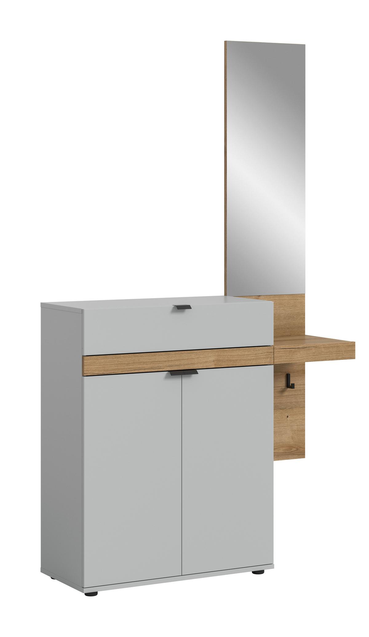 Garderobe Naro Grau /Eiche dunkel Dekor B: 110cm - Eiche dunkel/Grau, Design, Holzwerkstoff (110/194/37cm) - Livetastic