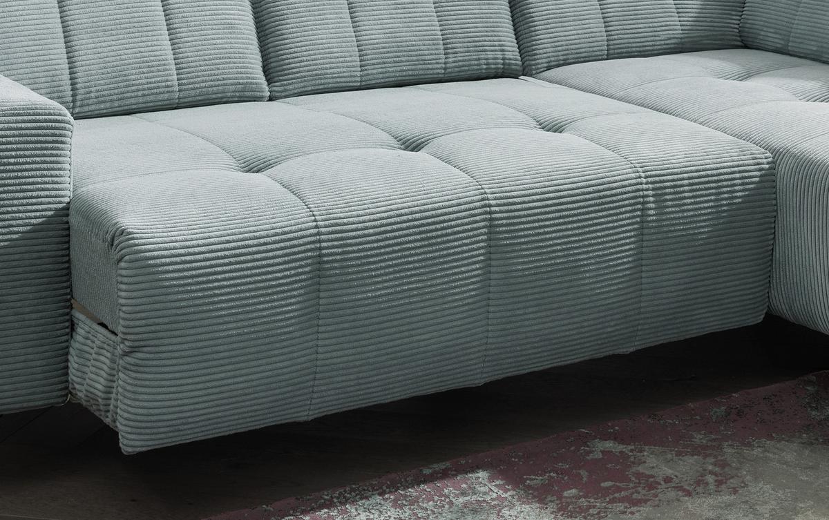Ecksofa mit USB Anschluss Sano, Hellblau, S: 261x200 cm - Schwarz/Hellblau, MODERN, Textil (261/200cm) - Livetastic
