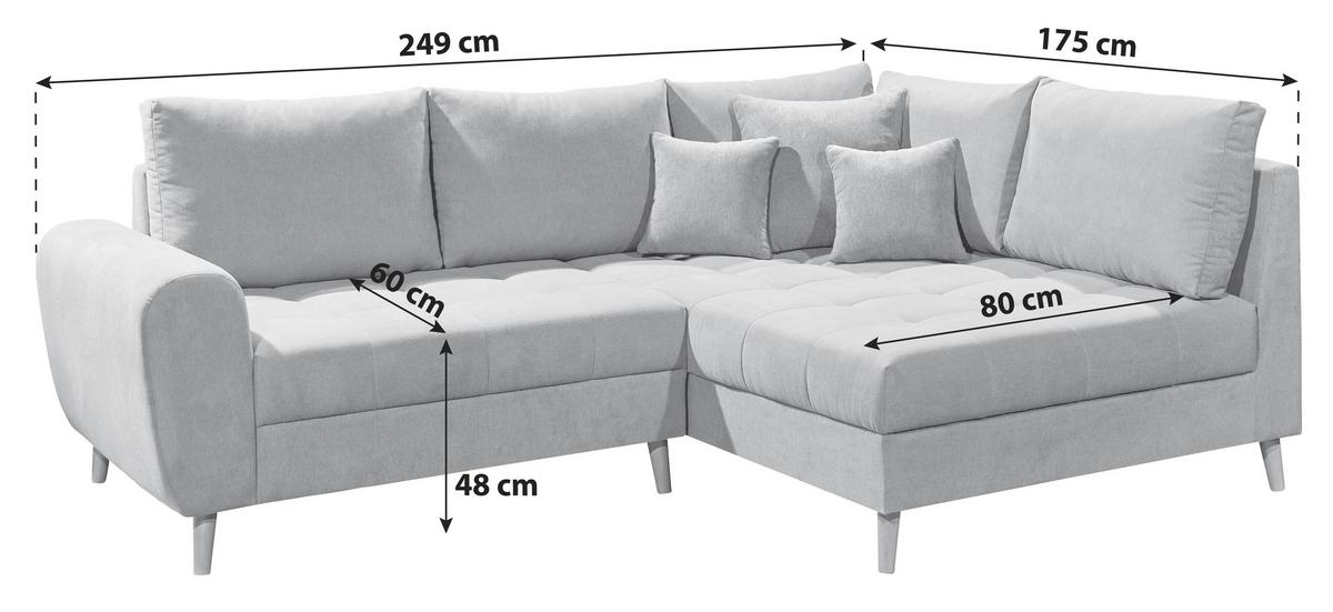 Sedacia súprava 'Alice' svetlá šedá - svetlosivá/farba borovice, Konventionell, drevo/kompozitné drevo (175/249cm) - MID.YOU