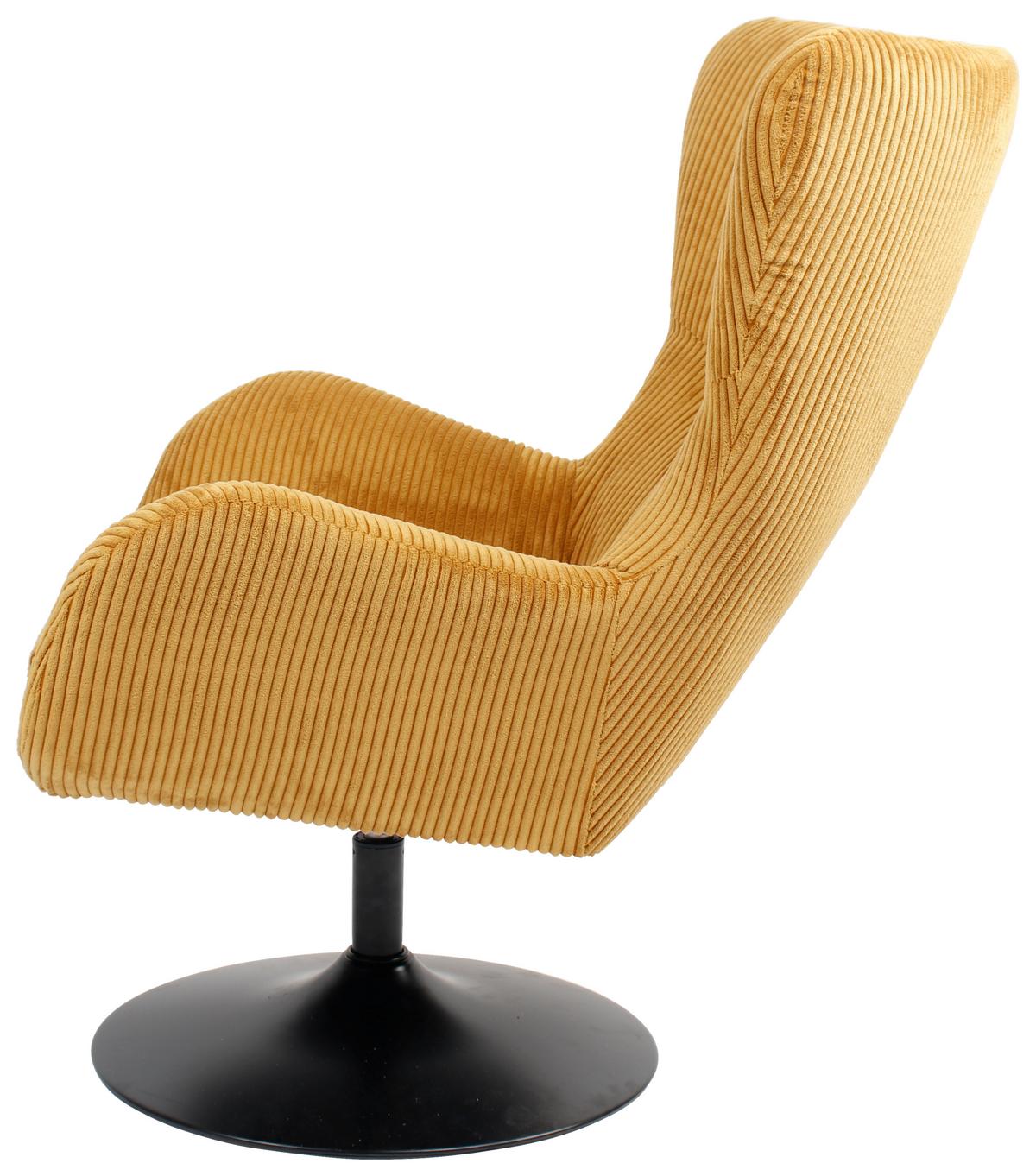 Kreslo Shiba otočné žltý menčester - čierna/žltá, Modern, kov/textil (76/99/87cm) - Mömax