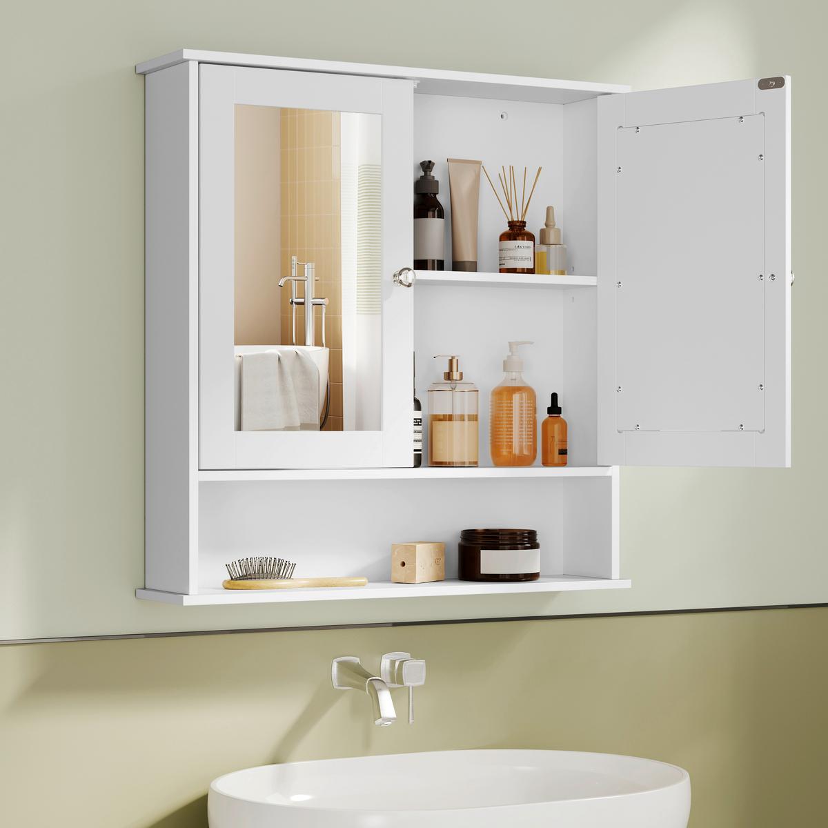 Spiegelschrank Mirror Cabinet - Weiß, MODERN, Glas/Holzwerkstoff (65/75/15cm) - MID.YOU