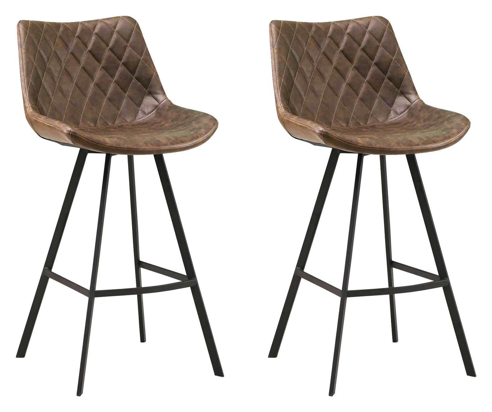Barhocker-Set Bowie - Taupe/Schwarz, KONVENTIONELL, Textil/Metall (50/102/55cm) - MID.YOU
