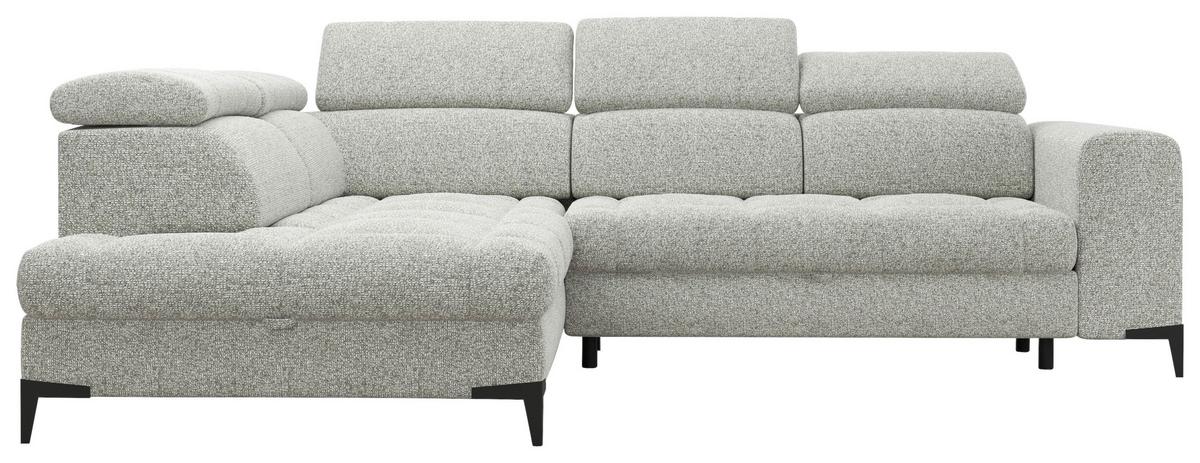Rohová sedačka MASON, ľavá, sivo-béžovo-krémová tkanina - čierna/sivá, Modern, kov/drevo (211/271cm) - Mömax