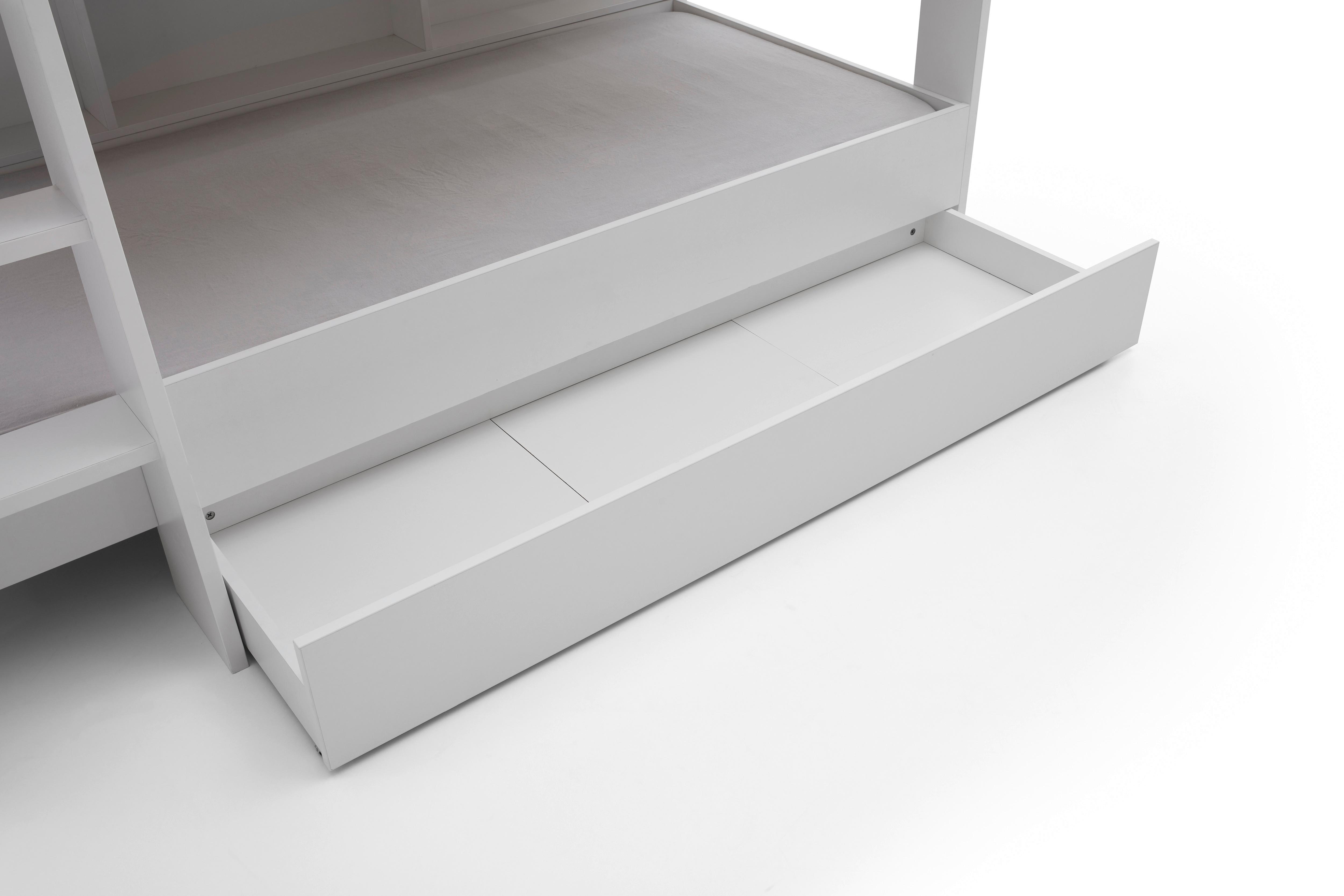 Bettkasten Sway B: 165 cm Weiß mit Rollen