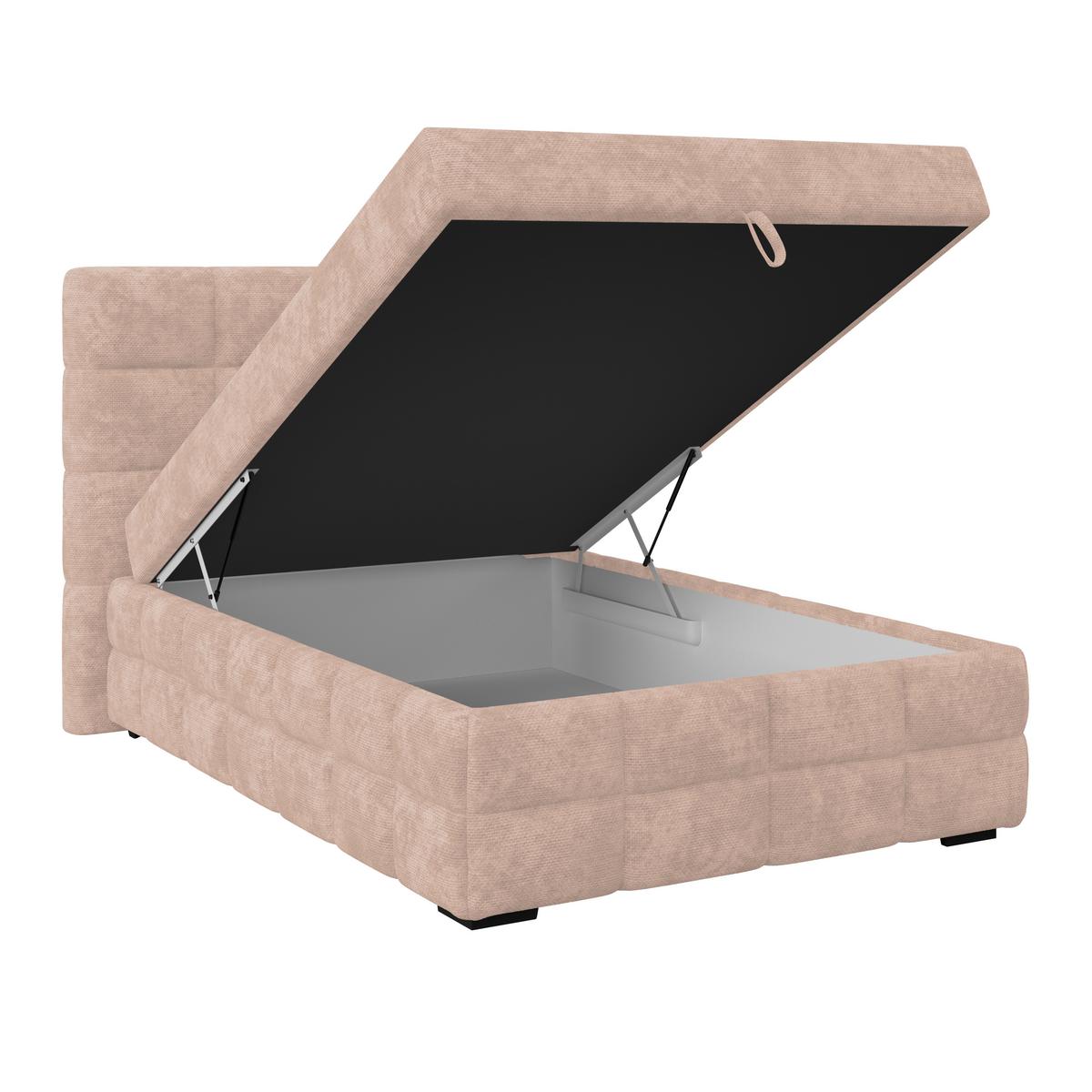 Čalúnená posteľ VEGA 140x200 cm, béžová - čierna/zelená, Trend, drevo/textil (140/200cm)