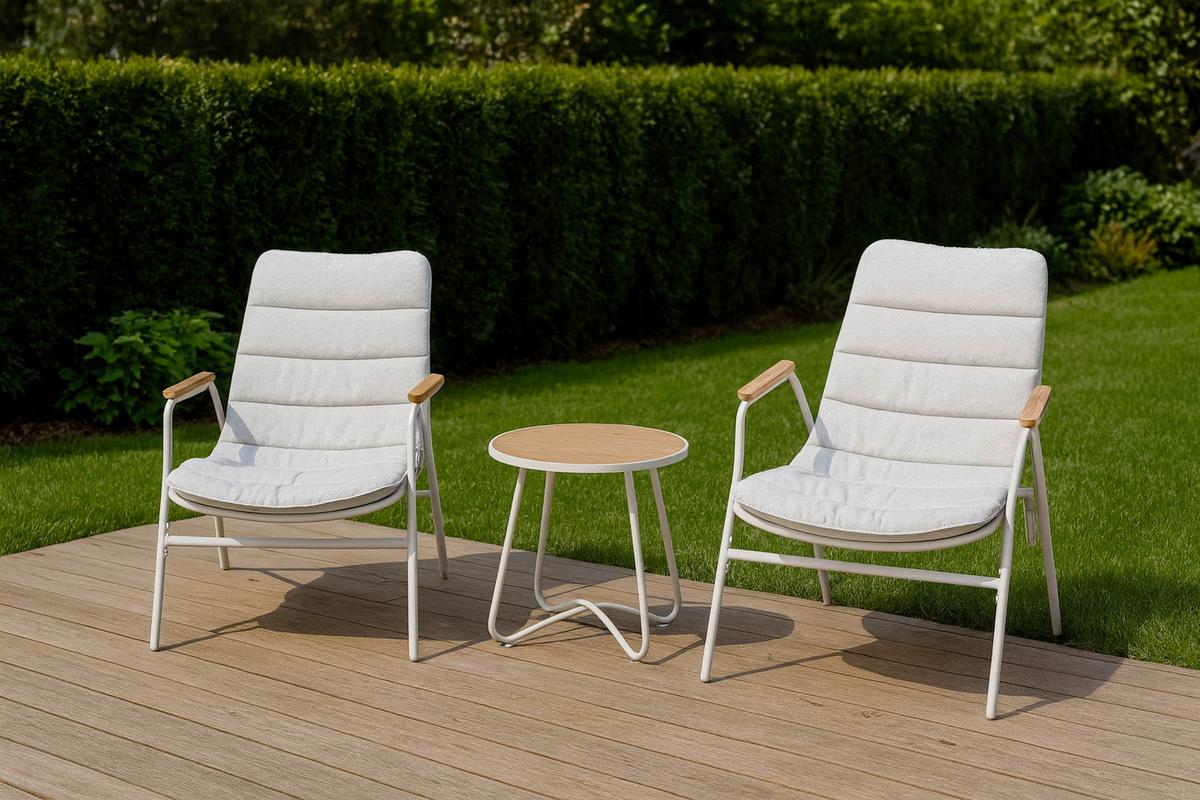 Gartenset 3-Teilig Wetterfest - Beige, Basics, Glas/Holz (78,3/65,8/87cm)