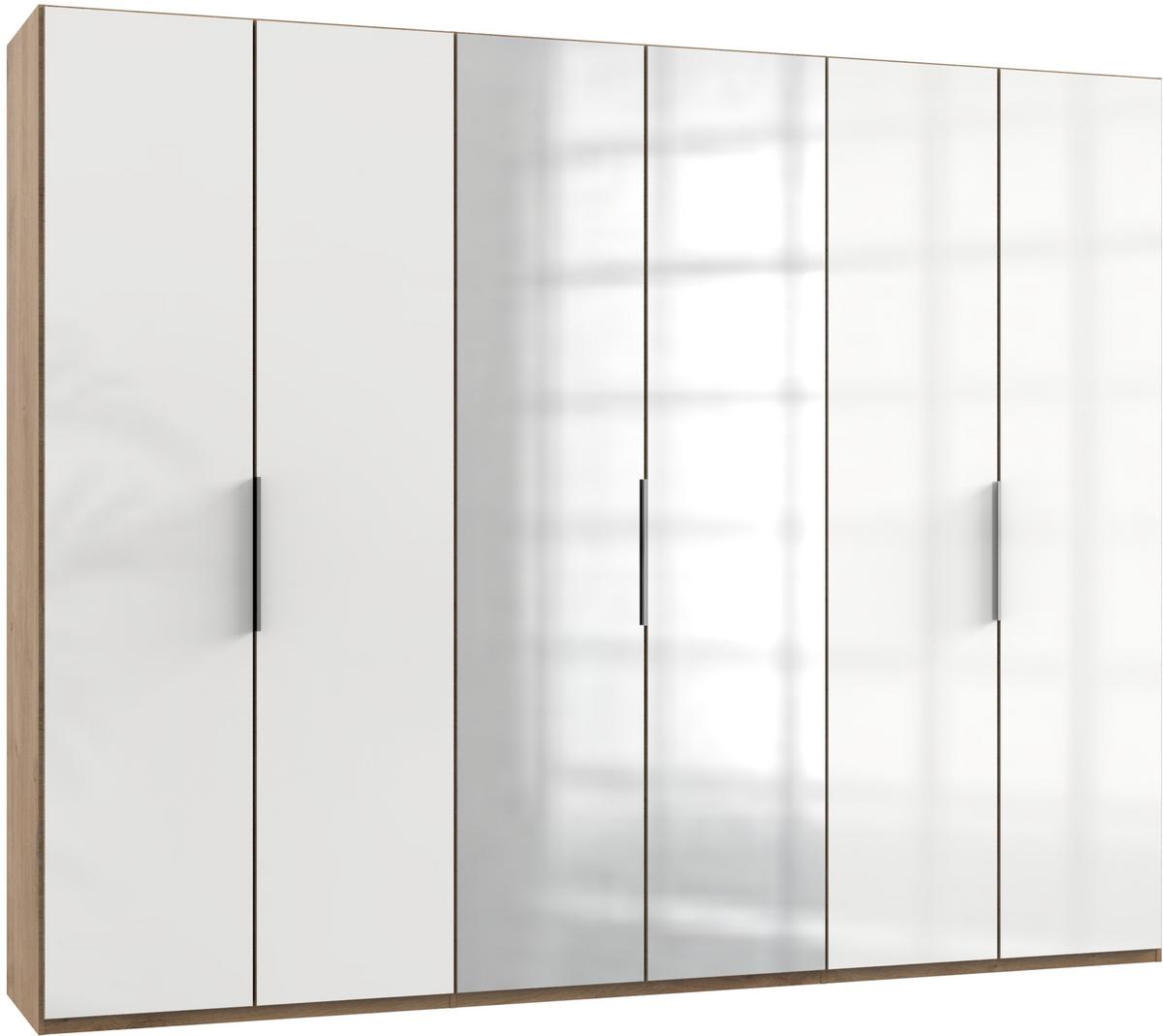 Drehtürenschrank 300cm Level, Weiß/eiche Dekor - Eichefarben/Weiß, MODERN, Glas/Holzwerkstoff (300/236/58cm) - MID.YOU