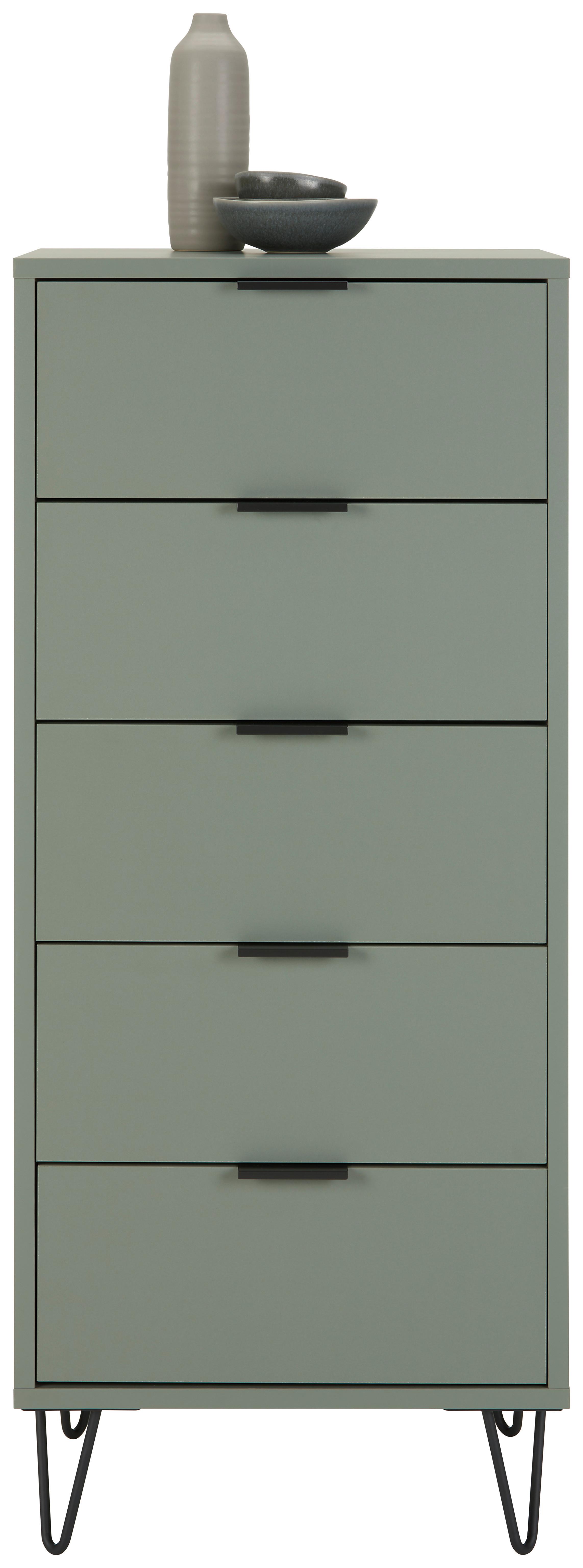 Úzká komoda se zásuvkami Bounty, šalvějově zelená - šalvějově zelená/zelená, Moderní (51/108/45cm) - Premium Living
