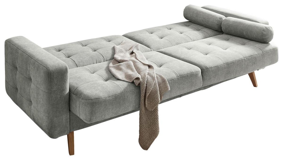 Schlafsofa mit Bettkasten und Kissen Fjord, Webstoff - Schlammfarben/Eichefarben, MODERN, Holzwerkstoff/Textil (222/86/90cm) - MID.YOU