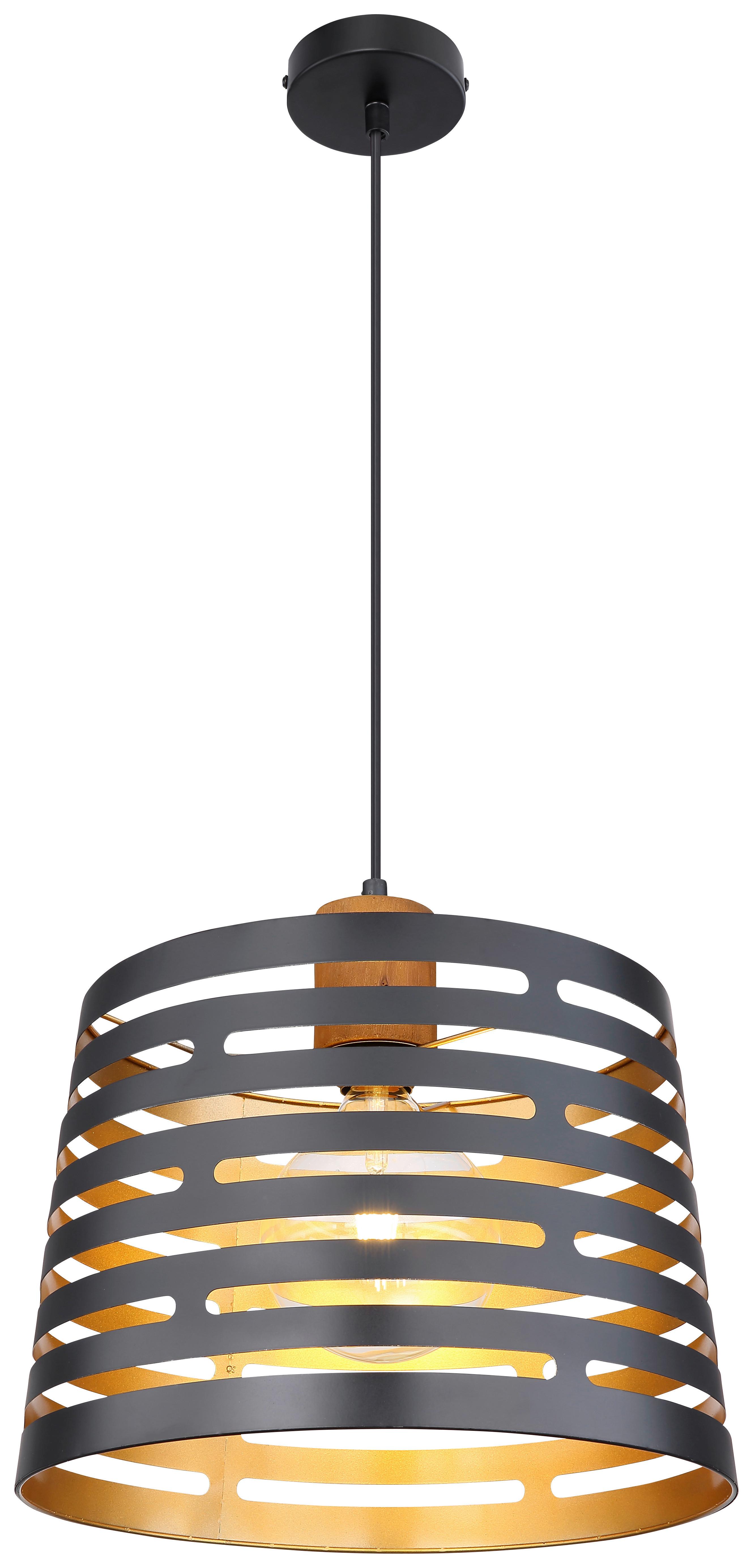 Hängeleuchte Ablona H: 120 cm 1-Flammig, Holz/Metall - Goldfarben/Schwarz, Natur, Holz/Metall (35/120cm) - Globo