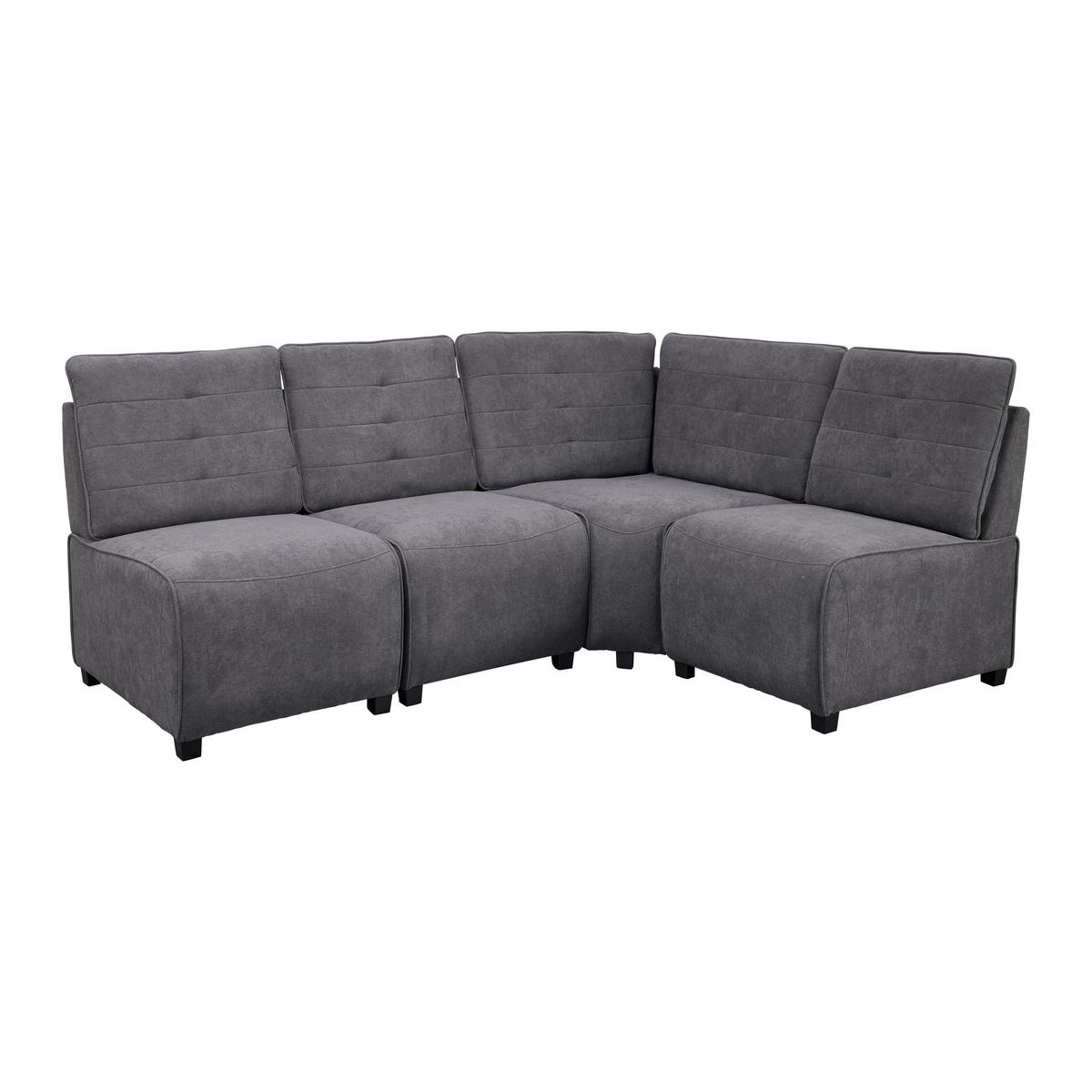 Sedací souprava VICTOIRE tmavě šedá - černá/tmavě šedá, Moderní, dřevo/textil (215/90/83cm) - Bessagi Home