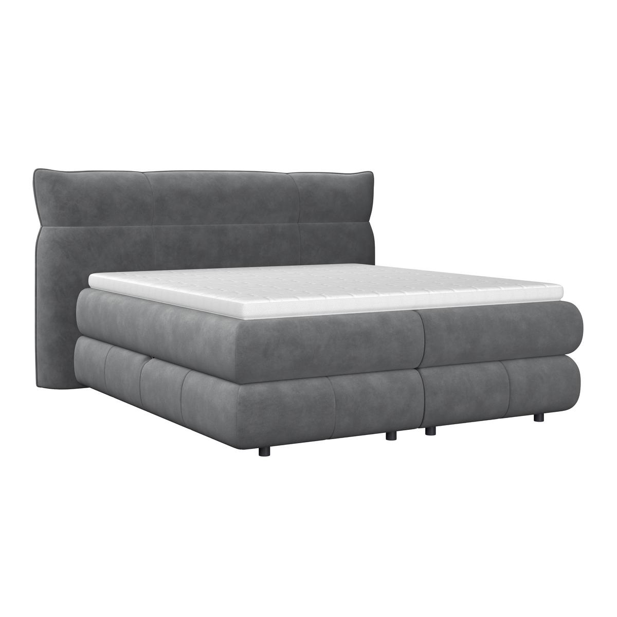 Boxspringbett Carmelo Anthrazit 180x200 cm - Anthrazit/Schwarz, Trend, Textil (180/200cm)