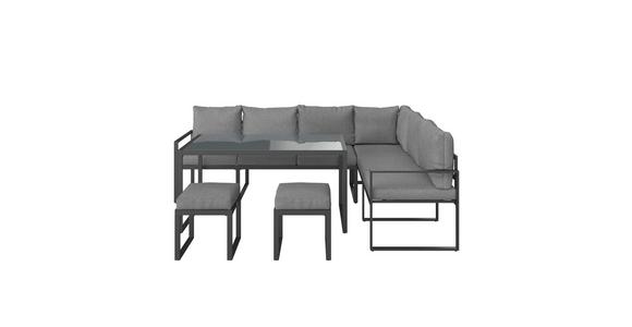 Loungegarnitur 5-Tlg. Leon Metall/Glas mit Kissen - Grau, MODERN, Glas/Metall (176,5/239cm) - Beldano