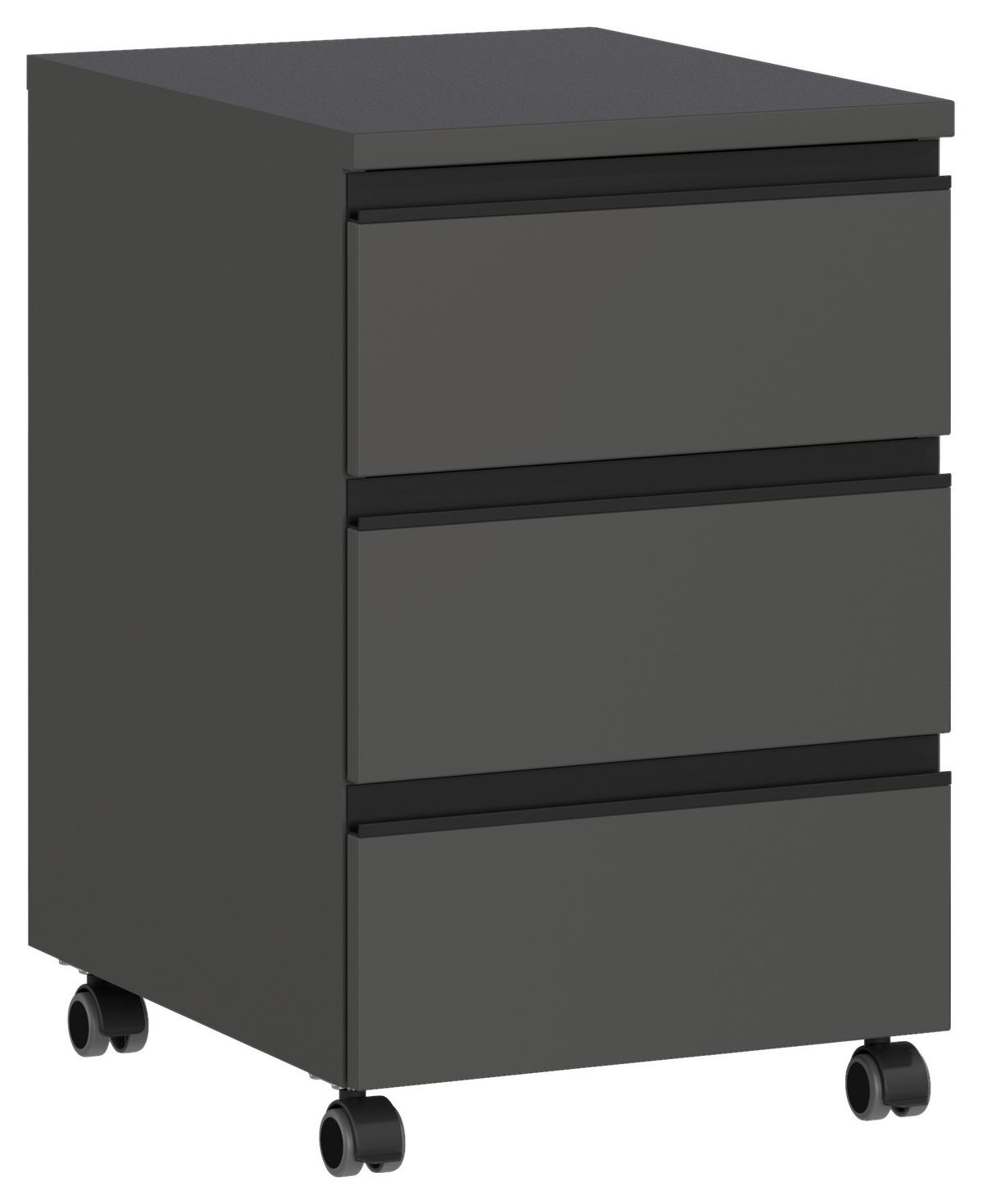 Rollcontainer Bedano Graphitfarben B: 40cm - Graphitfarben, MODERN, Holzwerkstoff/Kunststoff (40/63/50cm) - Germania