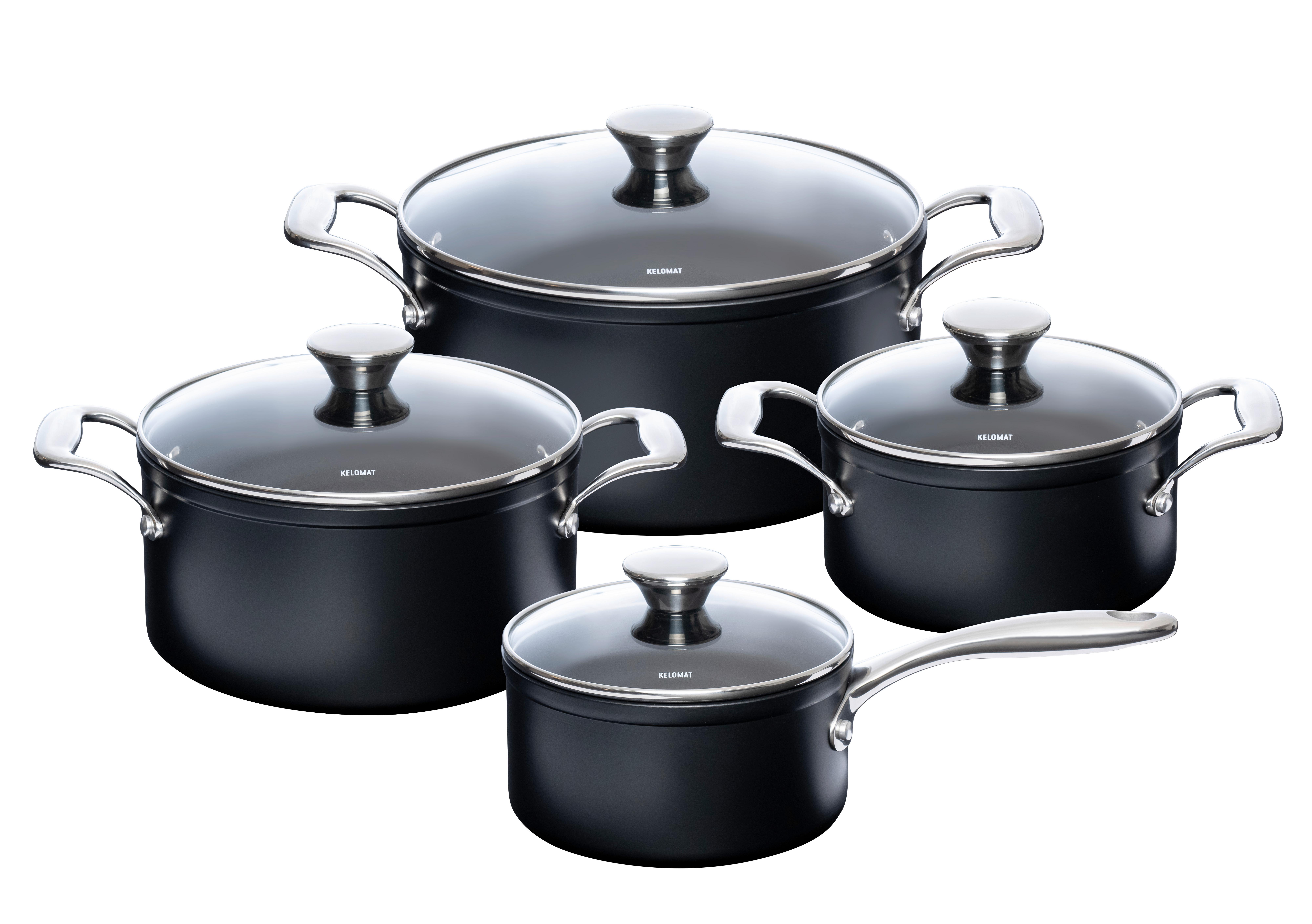 Kochtopfset Nuovo - Schwarz, Basics, Metall (49,7/30/39,50cm) - Kelomat