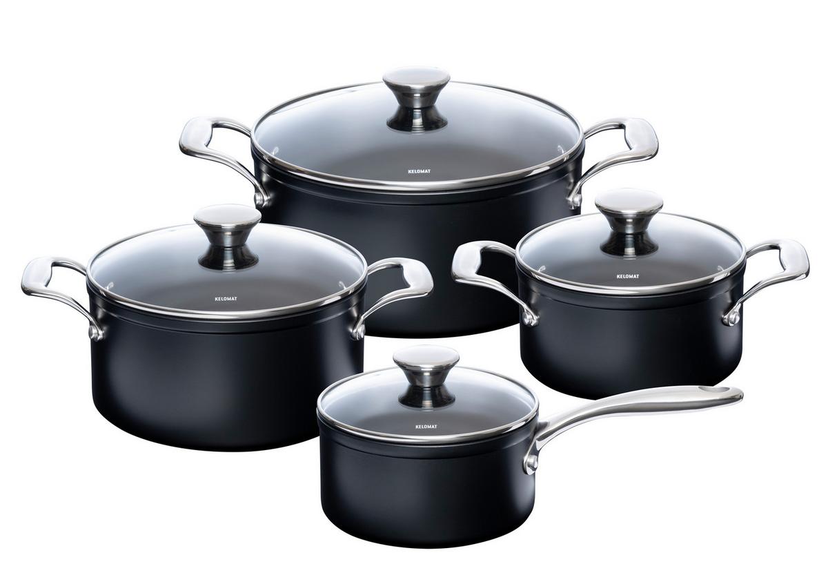 Kochtopfset Nuovo - Schwarz, Basics, Metall (49,7/30/39,50cm) - Kelomat