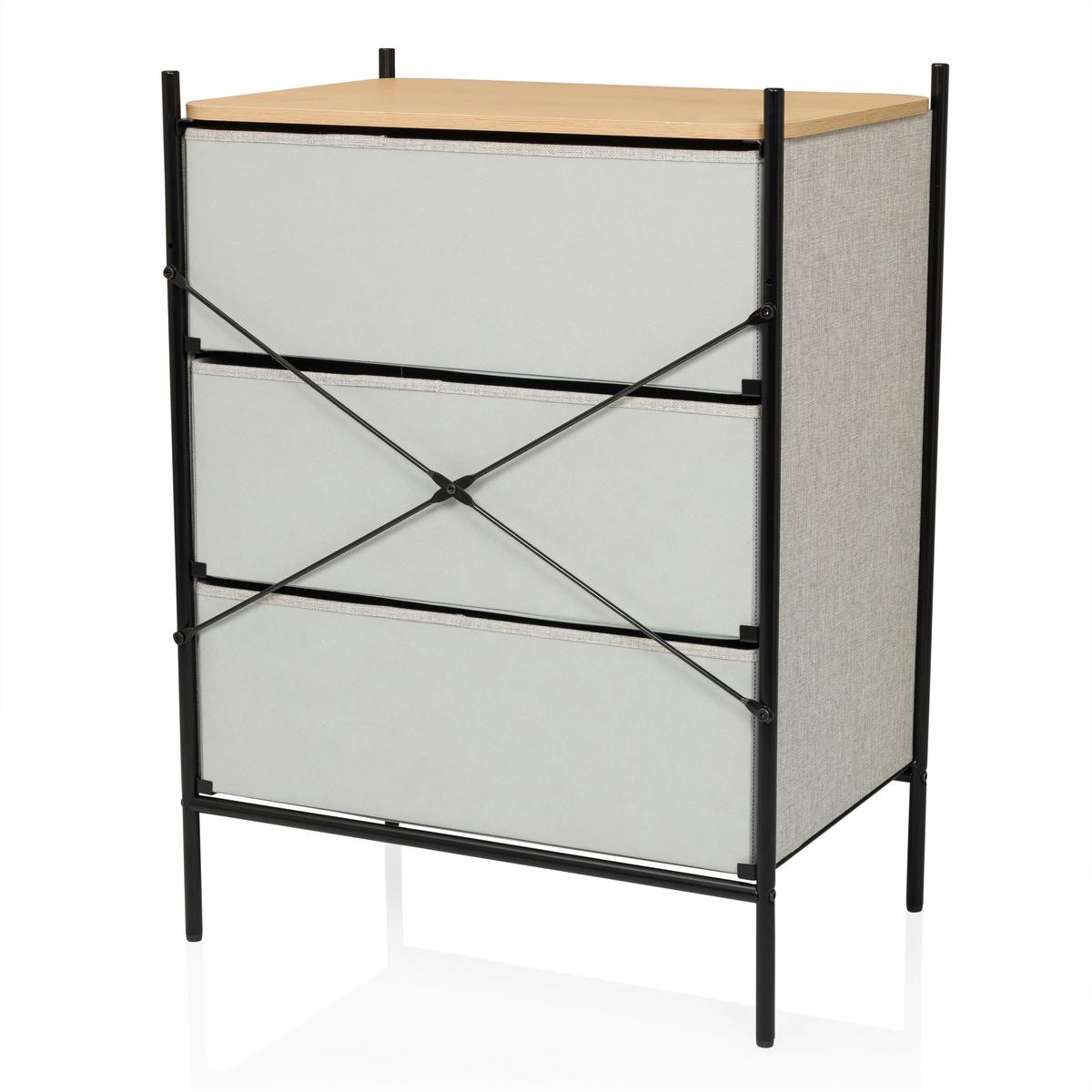 Kommode Stuvar Taupe B: 58 Cm - Taupe/Hellbraun, MODERN, Holzwerkstoff/Textil (58/79/39cm) - MID.YOU