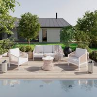 Loungesessel Palma - Hellbraun/Weiß, MODERN, Textil/Metall (65/67/80cm) - Beldano