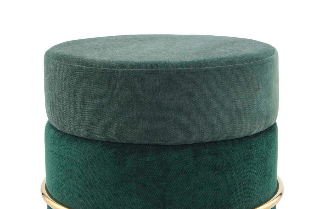 Kulatý taburet, zelená / zlatá barva - zelená/barvy zlata, Basics, kov/kompozitní dřevo (48,5/46/48,5cm)