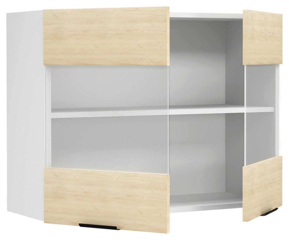 Küchenoberschrank Fasola Honigeiche/Weiß B: 80 cm - Honigeiche/Weiß, Trend, Glas/Holzwerkstoff (80/60/31cm) - MID.YOU