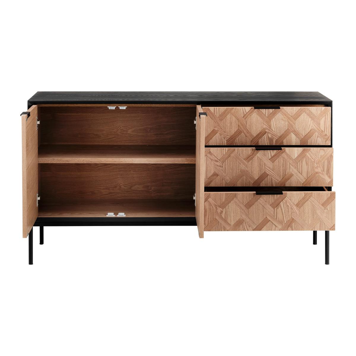 Sideboard MILANO jasan - černá/barvy jasanu, Moderní, kov/dřevo (144/79/40cm) - Bessagi Home