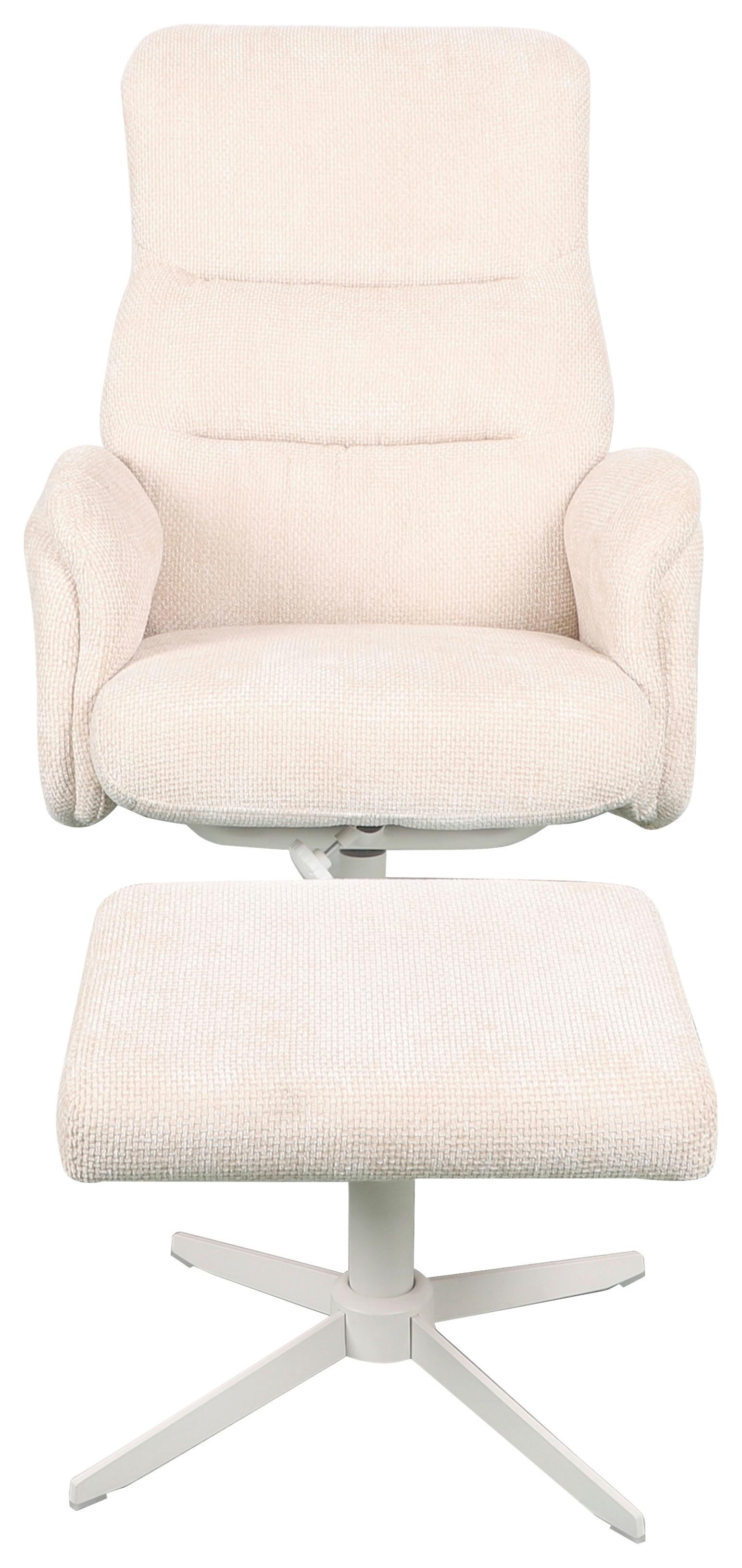 Relaxačné kreslo STAR, krémová ženilka, s taburetom - biela/krémová, Modern, kov/textil (72/107-95/86-110cm) - Mömax