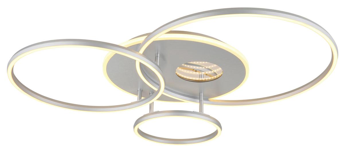 LED-Deckenleuchte Memory-Funktion - Silberfarben/Weiß, Design, Kunststoff/Metall (90/70/13cm) - Globo