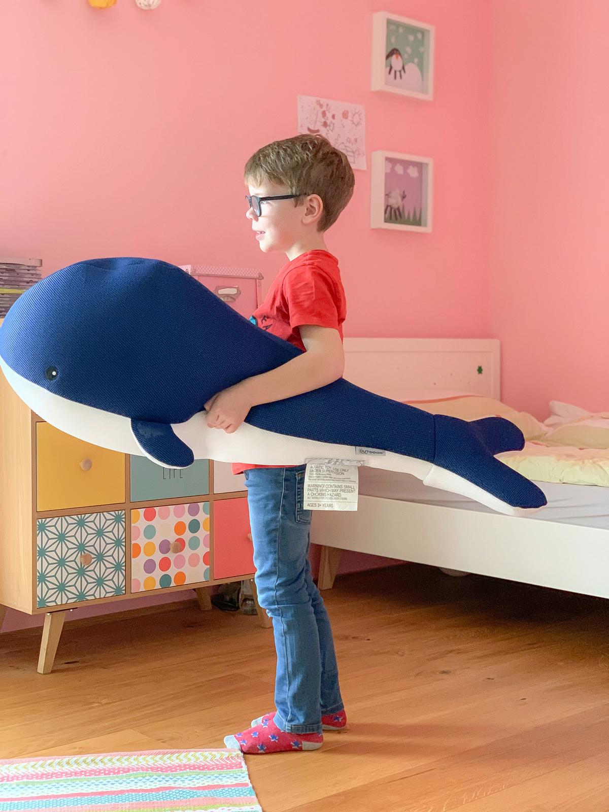 Schwimmtier Wal Blau, L/B/H: 50x104x30cm - Blau, KONVENTIONELL, Textil (50/104/30cm)