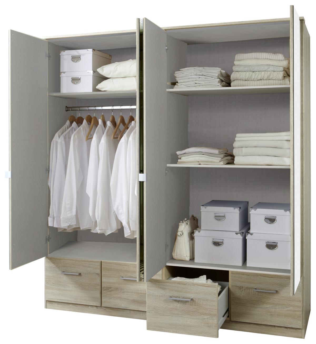 Drehtürenschrank Mit Spiegel 180cm Imago, Sägerau Dekor - Eichefarben, KONVENTIONELL, Glas/Holzwerkstoff (180/199/58cm) - MID.YOU