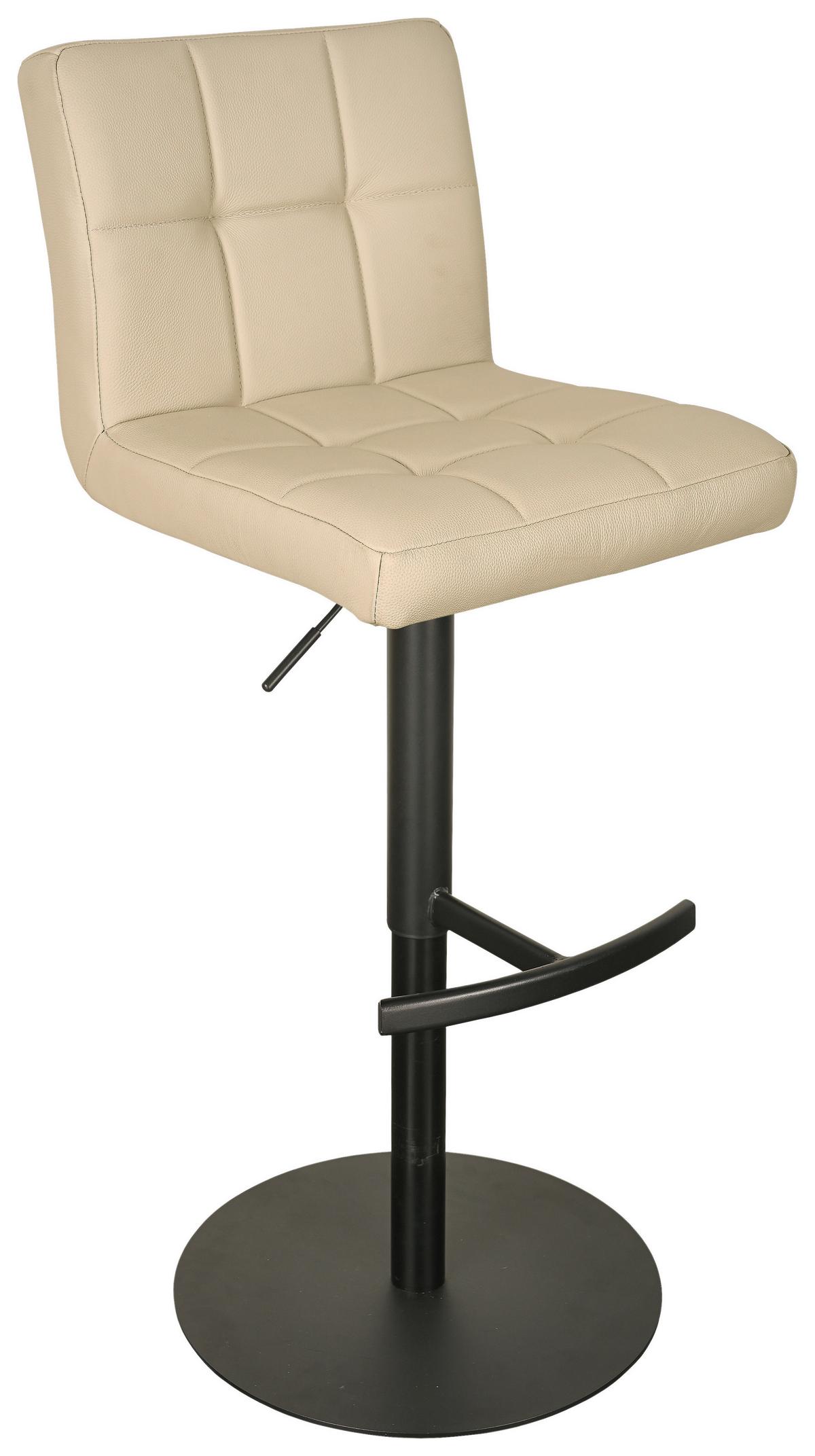 Barhocker Triest Beige B: 43 cm - Beige/Schwarz, MODERN, Leder/Metall (43/92/113/51,5cm) - Livetastic