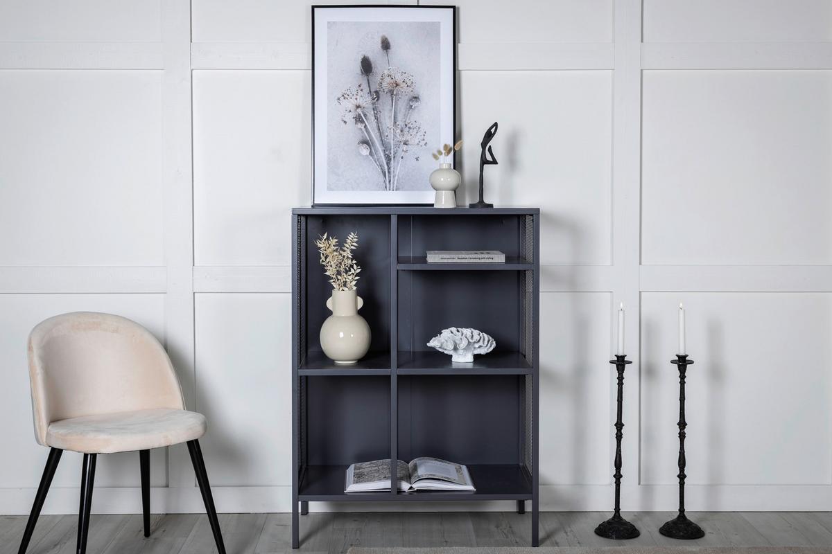 Bücherwand Misha - Dunkelgrau/Grau, Design, Metall (80/110/40cm) - Livetastic