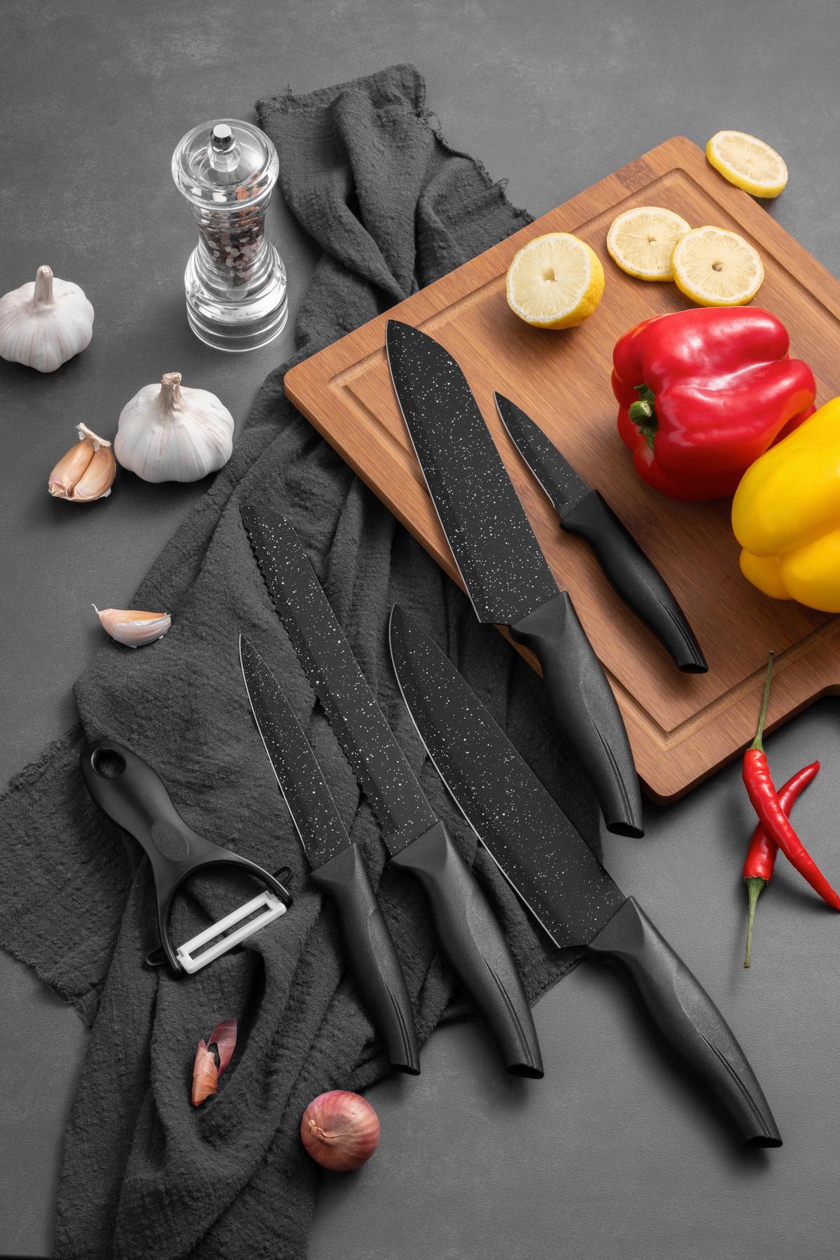 Messerset Silvio - Schwarz, KONVENTIONELL, Metall - Luca Bessoni