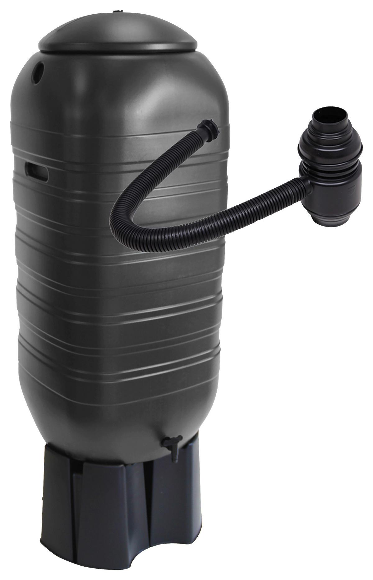 Regentonne Mit Ständer Schwarz 250 L - Schwarz, Basics, Kunststoff (121/52/54cm)