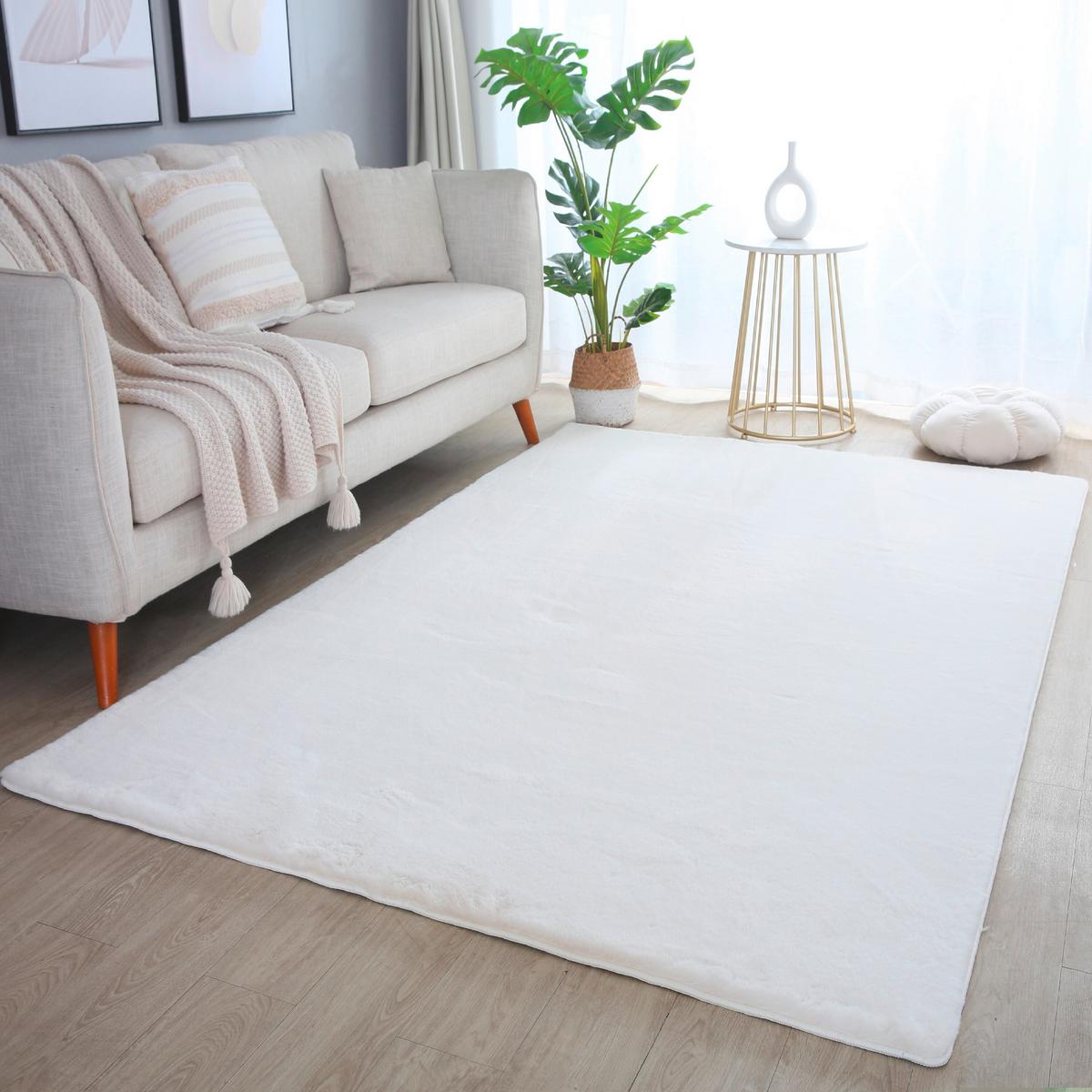 Hochflorteppich, Creme, F:4mm Pouffy - Creme, Basics, Textil (120/170cm)