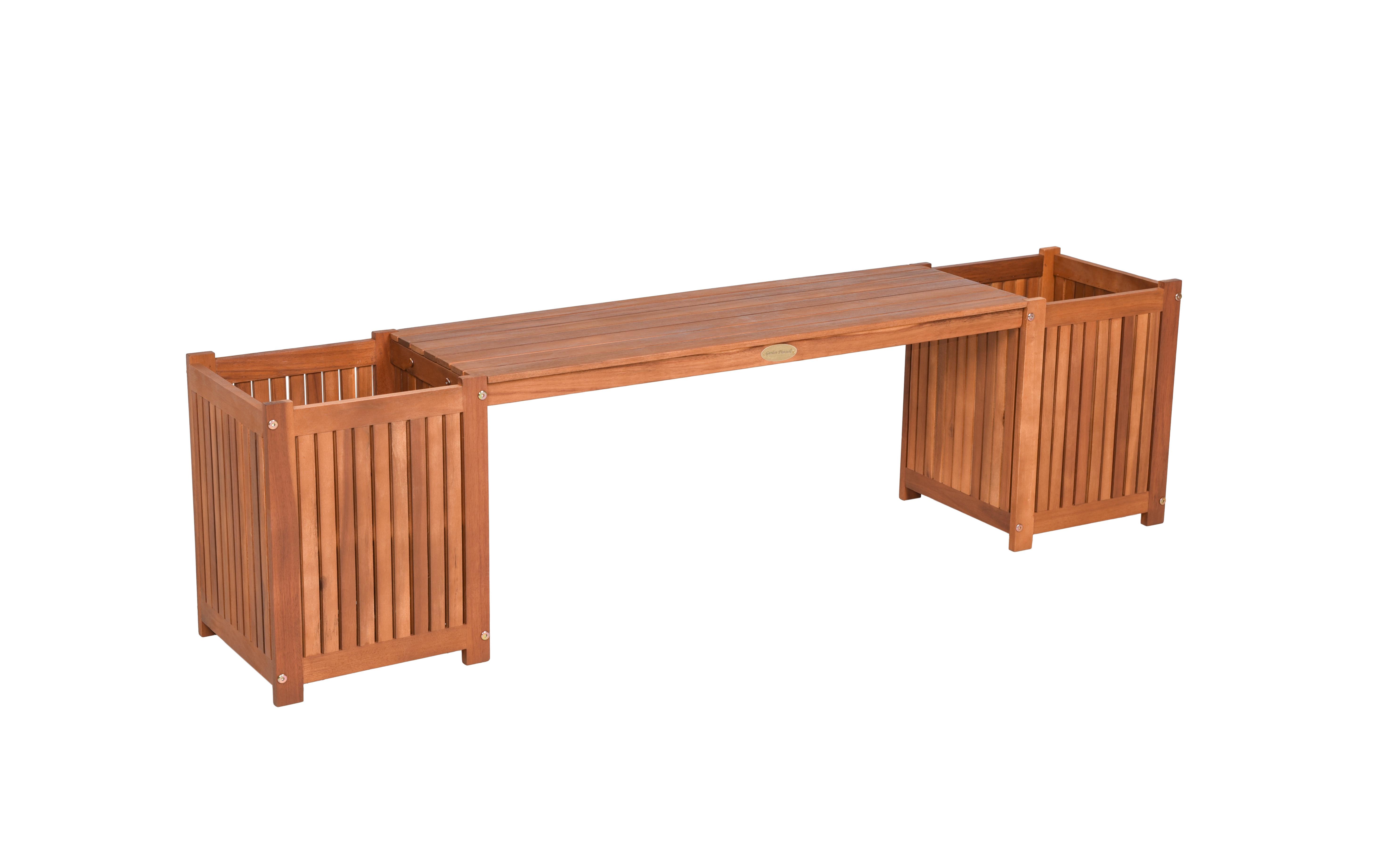 Gartenbank Holz Vanda mit Pflanzkasten - Braun, LIFESTYLE, Holz (150/40/30cm)