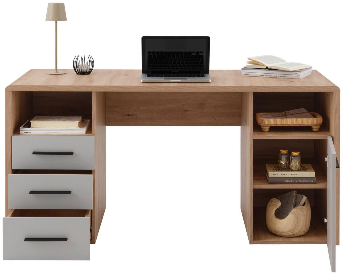 Schreibtisch Fontana Plus B: 150cm, Eichefarben/kaschmir - Kaschmir/Eichefarben, MODERN, Holzwerkstoff (150/75,5/60cm)