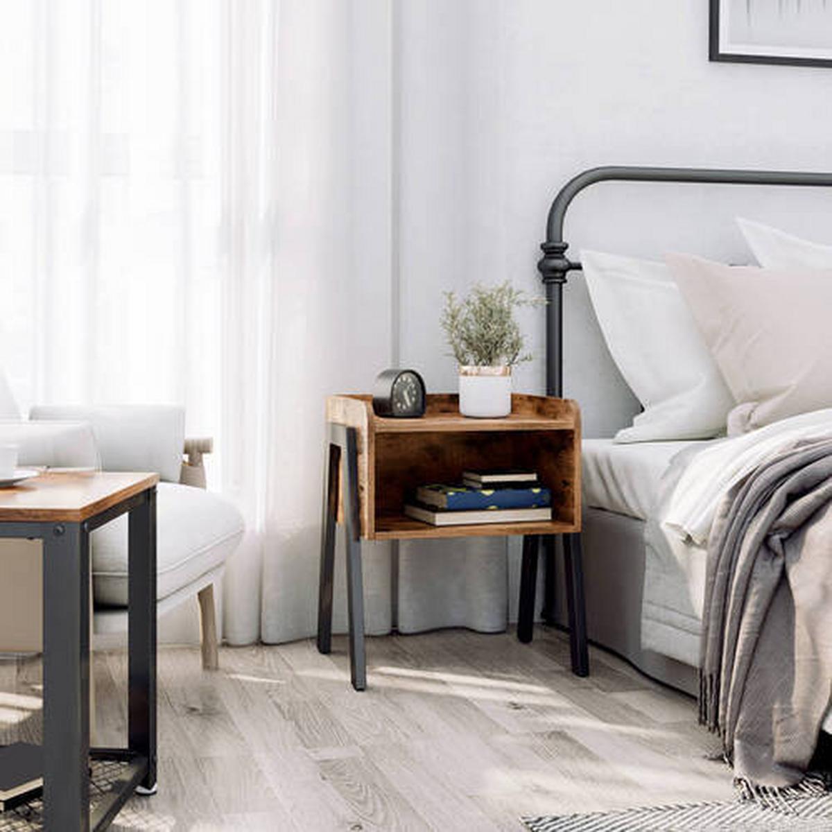 Odkládací stolek hnědá, černá - černá/hnědá, Trend, kov/kompozitní dřevo (42/35/52cm) - Boxxx