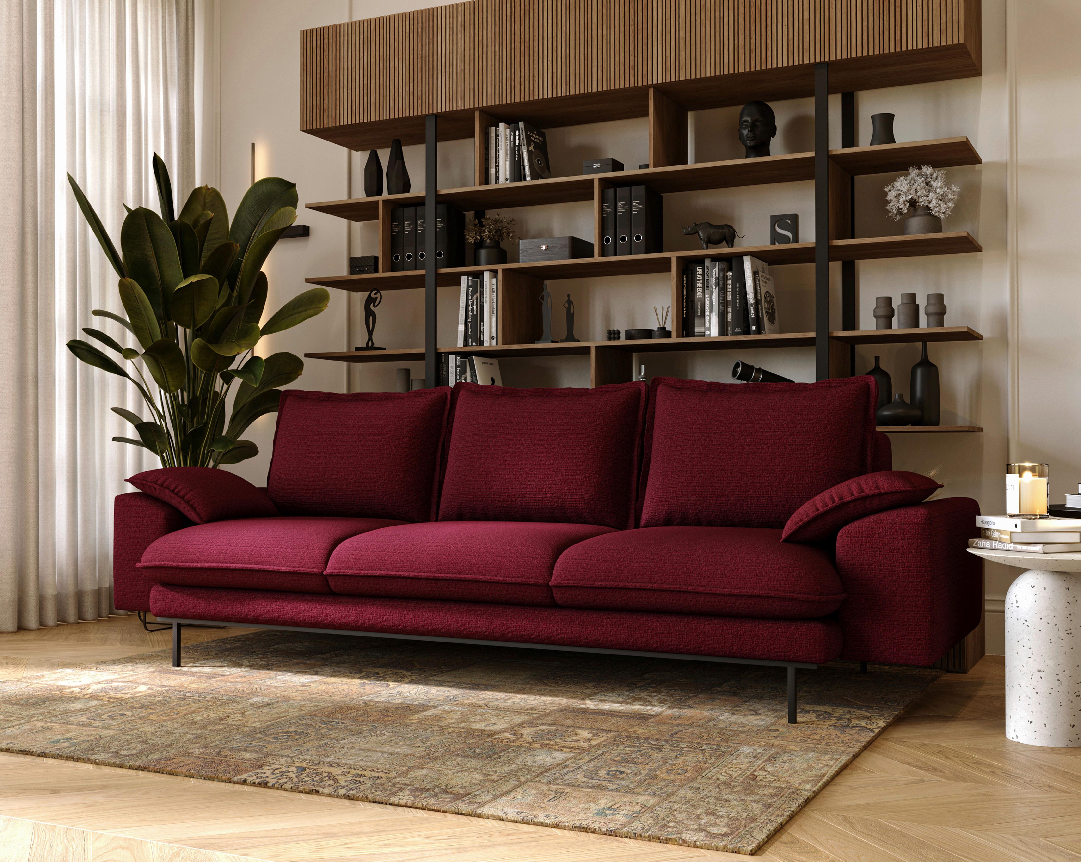 Sierra 3 Bordeaux B: 267 Cm - Bordeaux/Schwarz, Design, Textil (267/92/97cm) - Livetastic